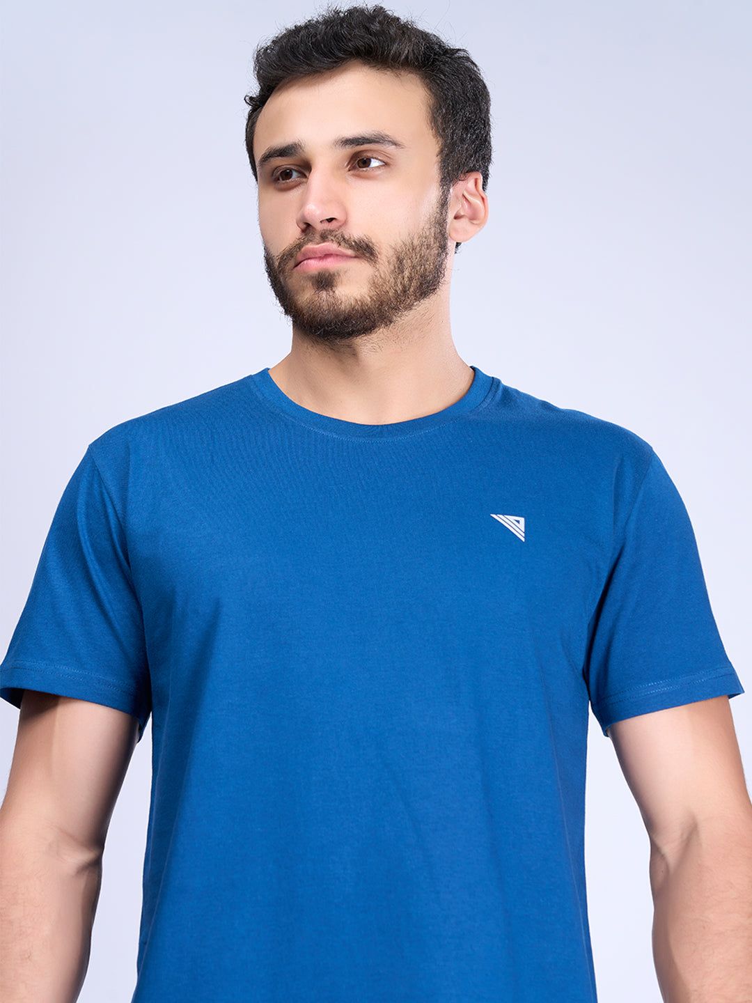 Men's 100% Cotton Crew Neck Petrol Blue image 5