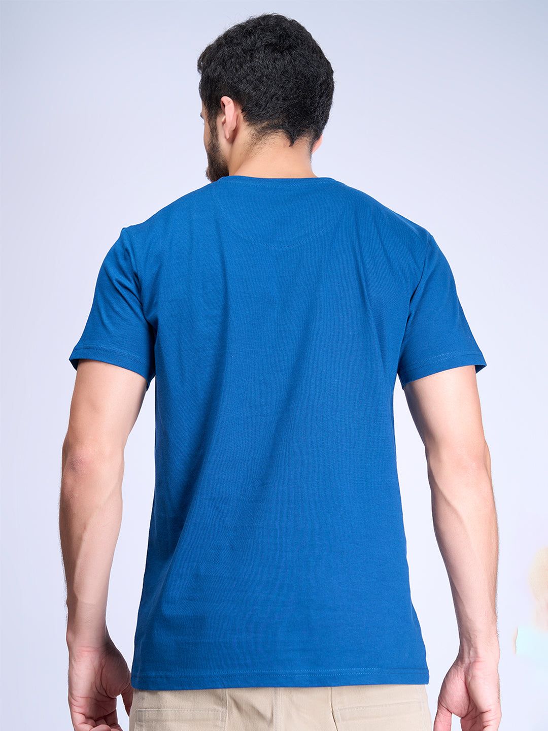 Men's 100% Cotton Crew Neck Petrol Blue image 6
