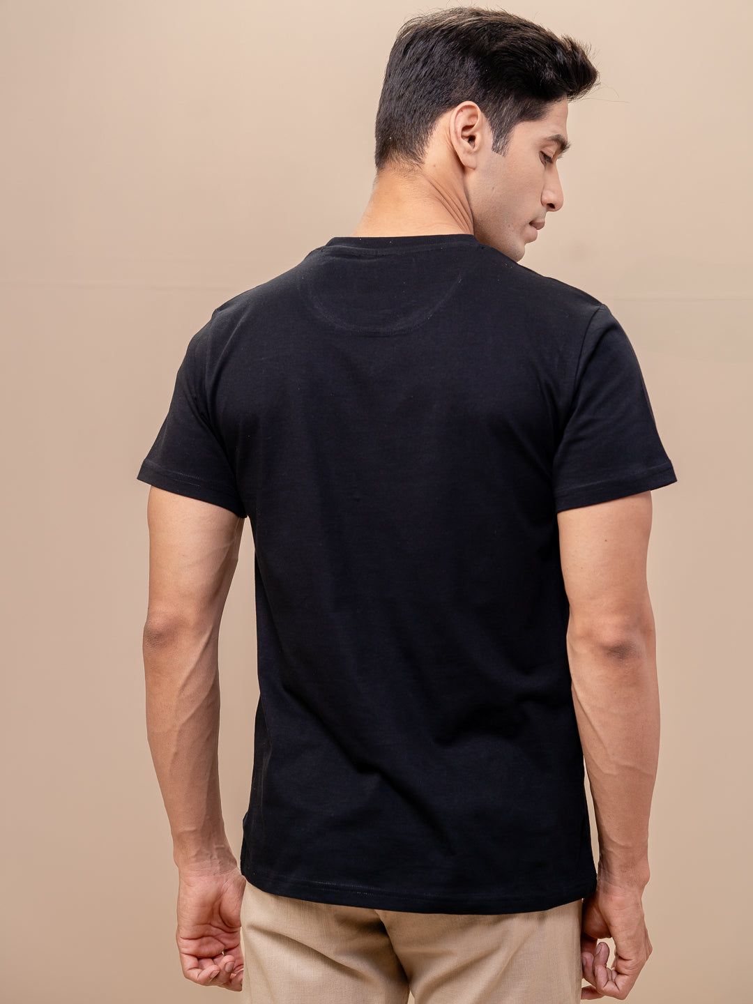 Men's 100% Cotton Crew Neck Black image 3