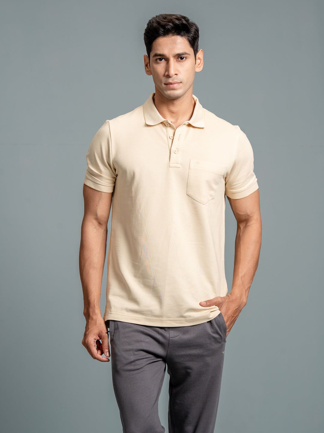 Men's Cotton Rich Pique Polo Light Beige