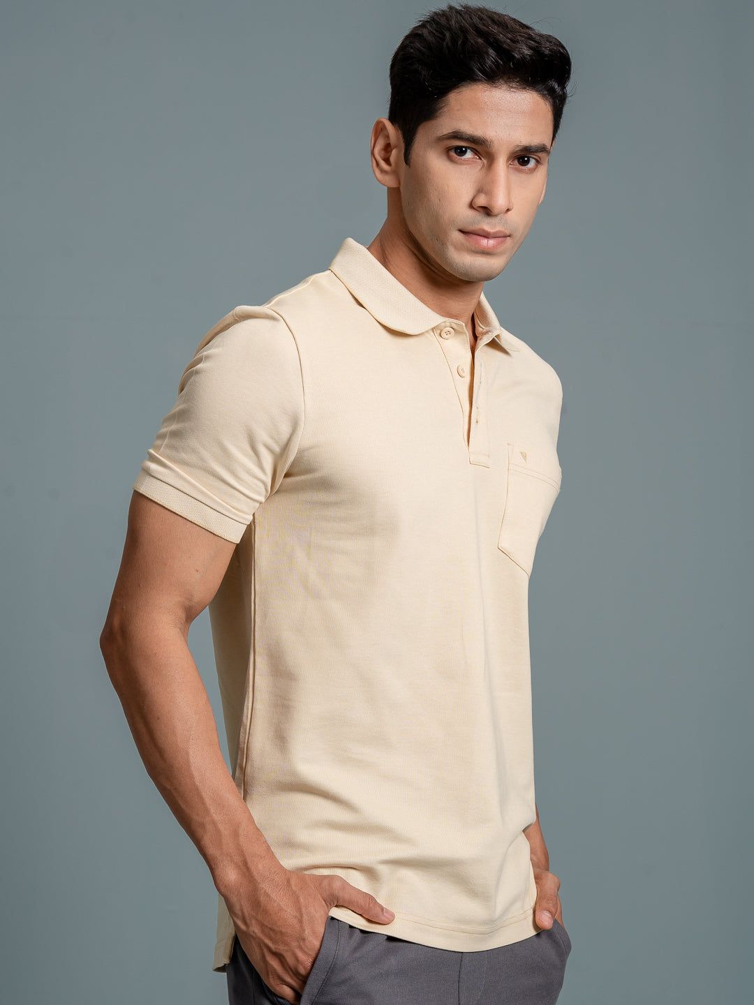 Men's Cotton Rich Pique Polo Light Beige image 2