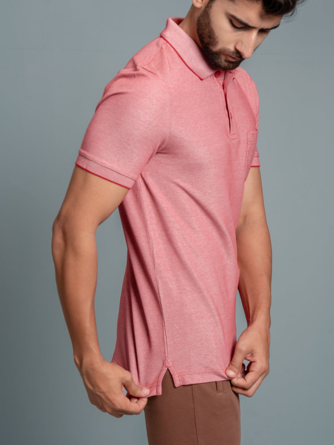 Men's Cotton Rich Pique Polo Red image 3