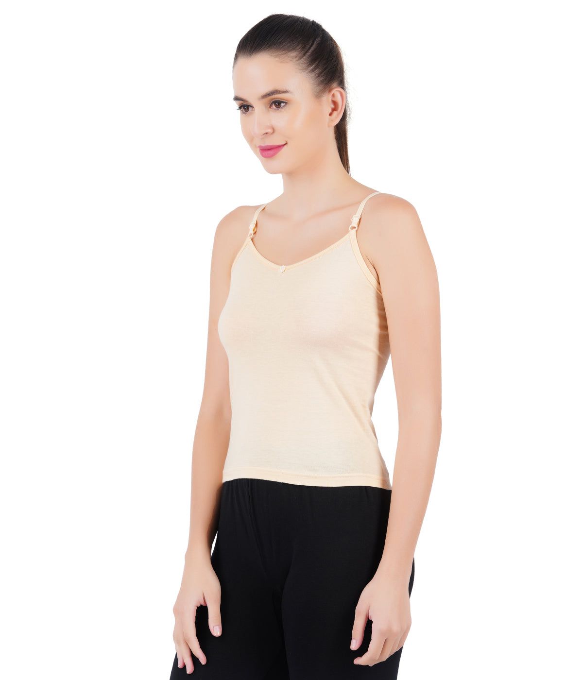 Women Adjustable Straps Skin Colour Camisole Petals (PACK Of 2) image 3