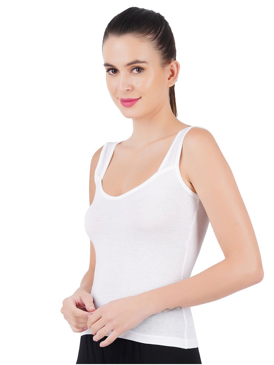 Women 100% Combed Cotton White Camisole Gracey (PACK Of 2) image 3