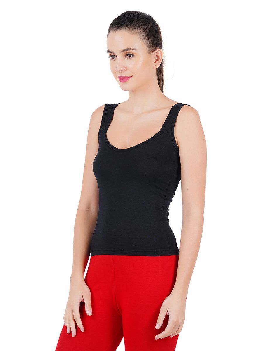 Women 100% Combed Cotton Black Camisole Gracey (PACK Of 2) image 3