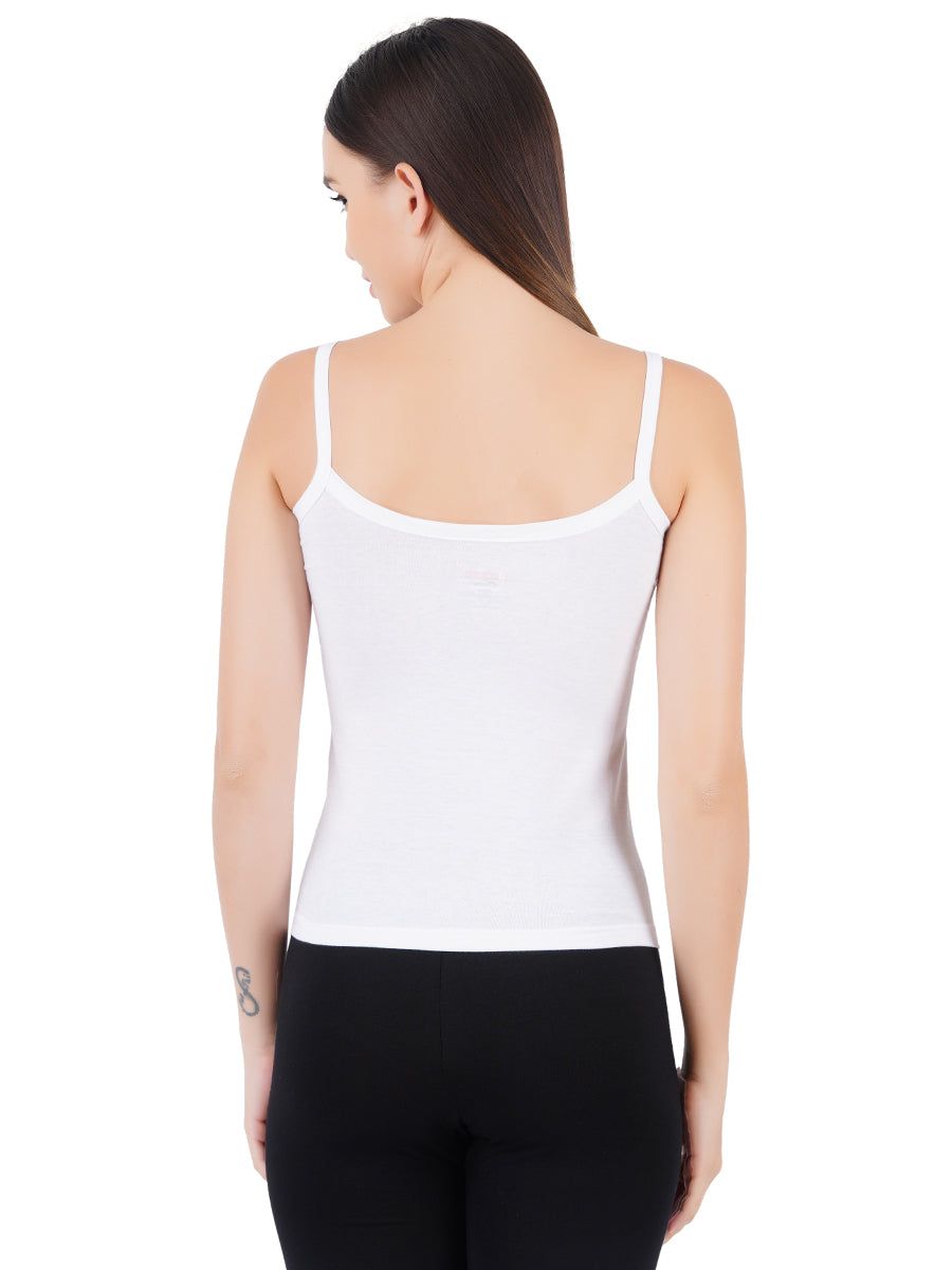 Women 100% Combed Cotton White Camisole Cheers (PACK Of 2) image 2