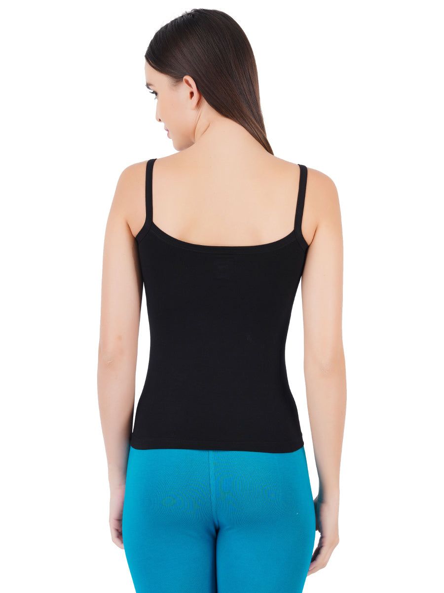 Women 100% Combed Cotton Black Camisole Cheers (PACK Of 2) image 2