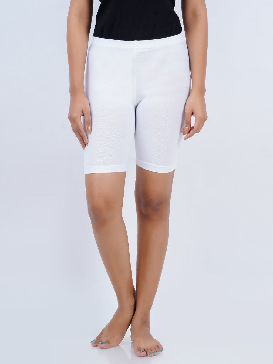 Women Cotton White Tights (PACK Of 2)
