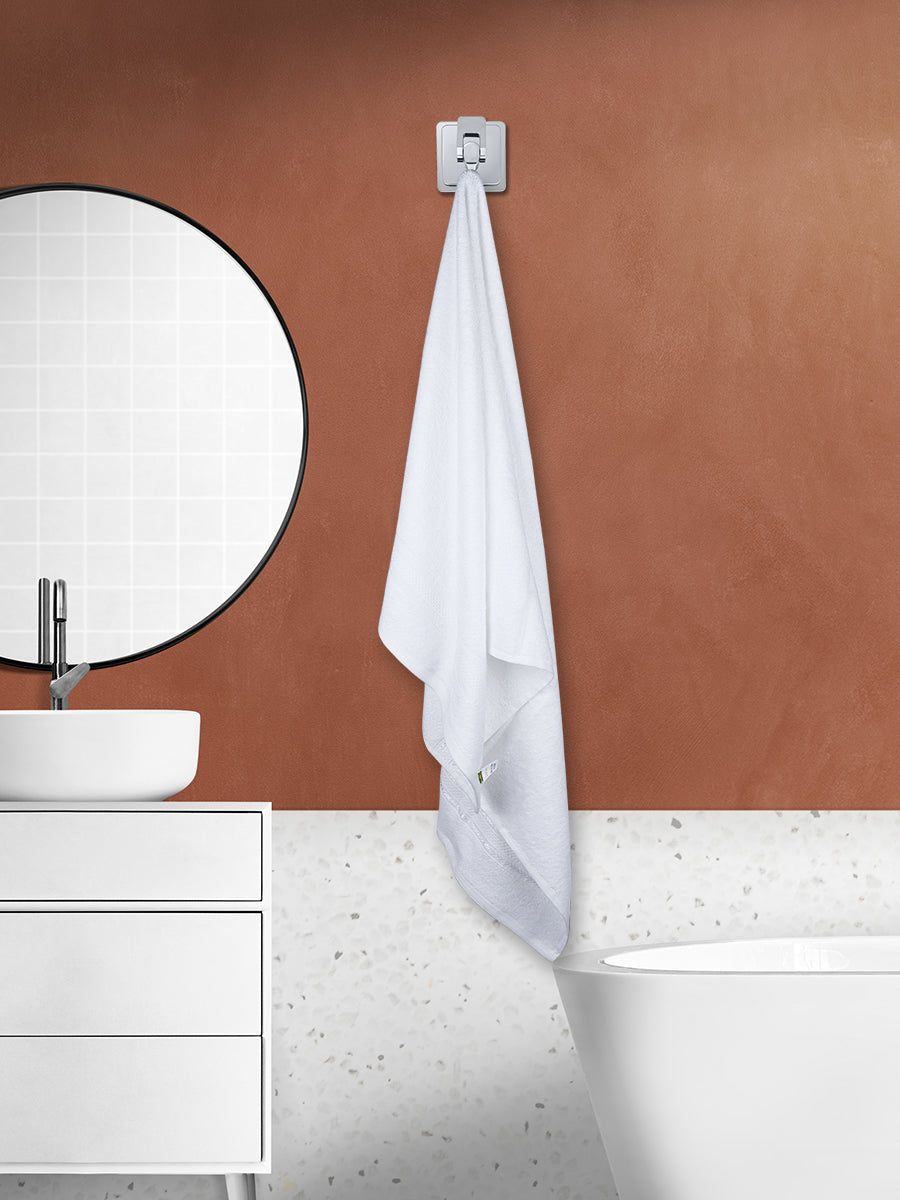 Bamboo Cotton Terry Bath Towel White Bw image 2