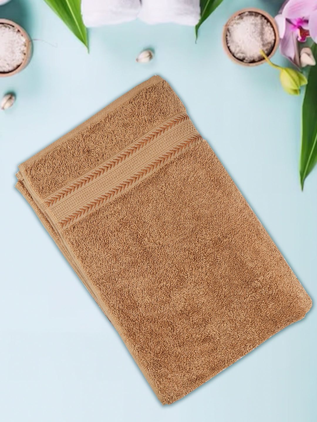 Bamboo Cotton Terry Bath Towel Brown Bc8 image 3