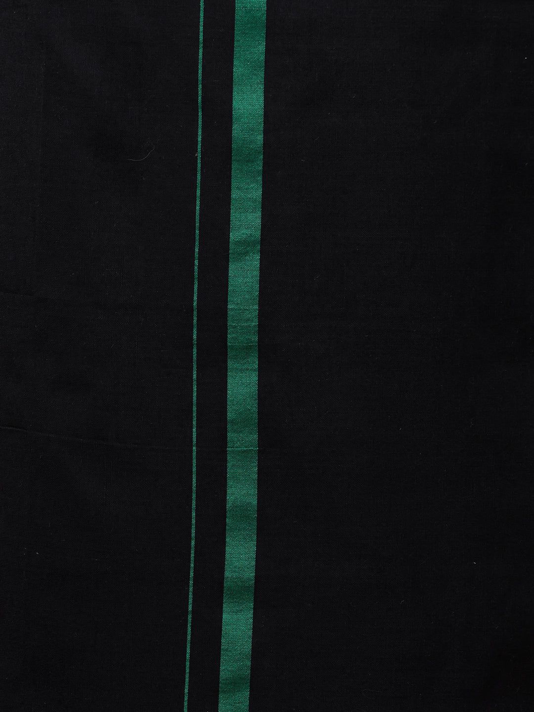 Men Cotton Blend Single Layer Black Dhoti & Towel Set With Green Big Border image 4