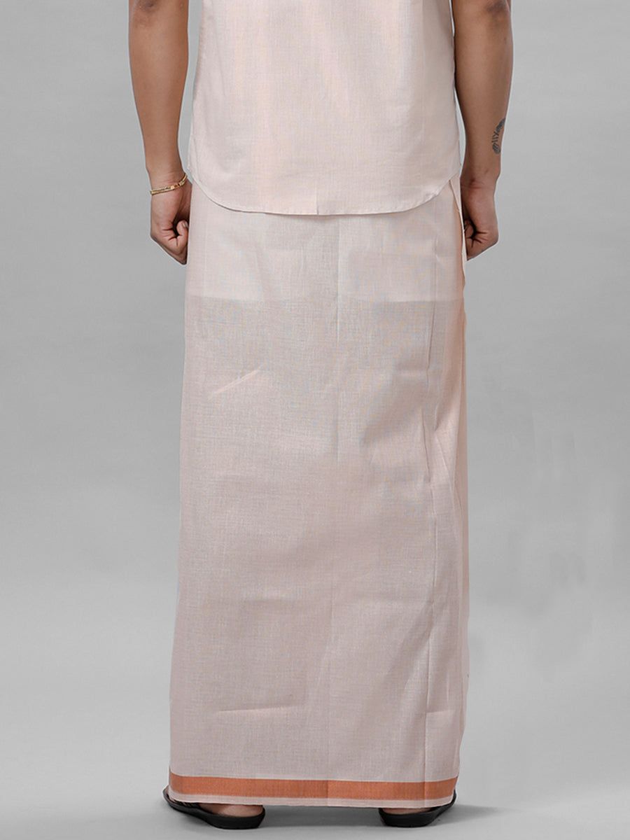 Men Tissue Single Layer Copper Dhoti With Jari Border image 4
