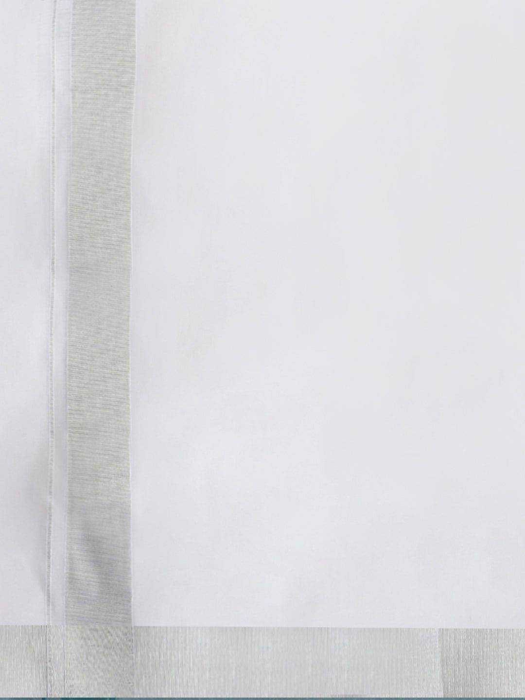 Men 100% Cotton Single Layer White Dhoti With 1 1/2" Silver Jari Border Shringar image 4
