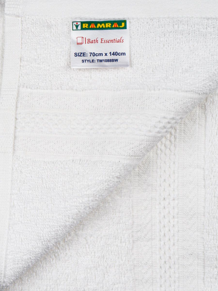 Bamboo Cotton Terry Bath Towel White Bw image 4