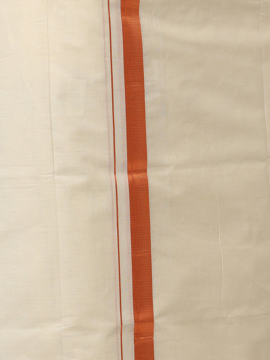 Men Kora Cotton Double Layer Dhoti With Copper Jari Border Mangal image 5