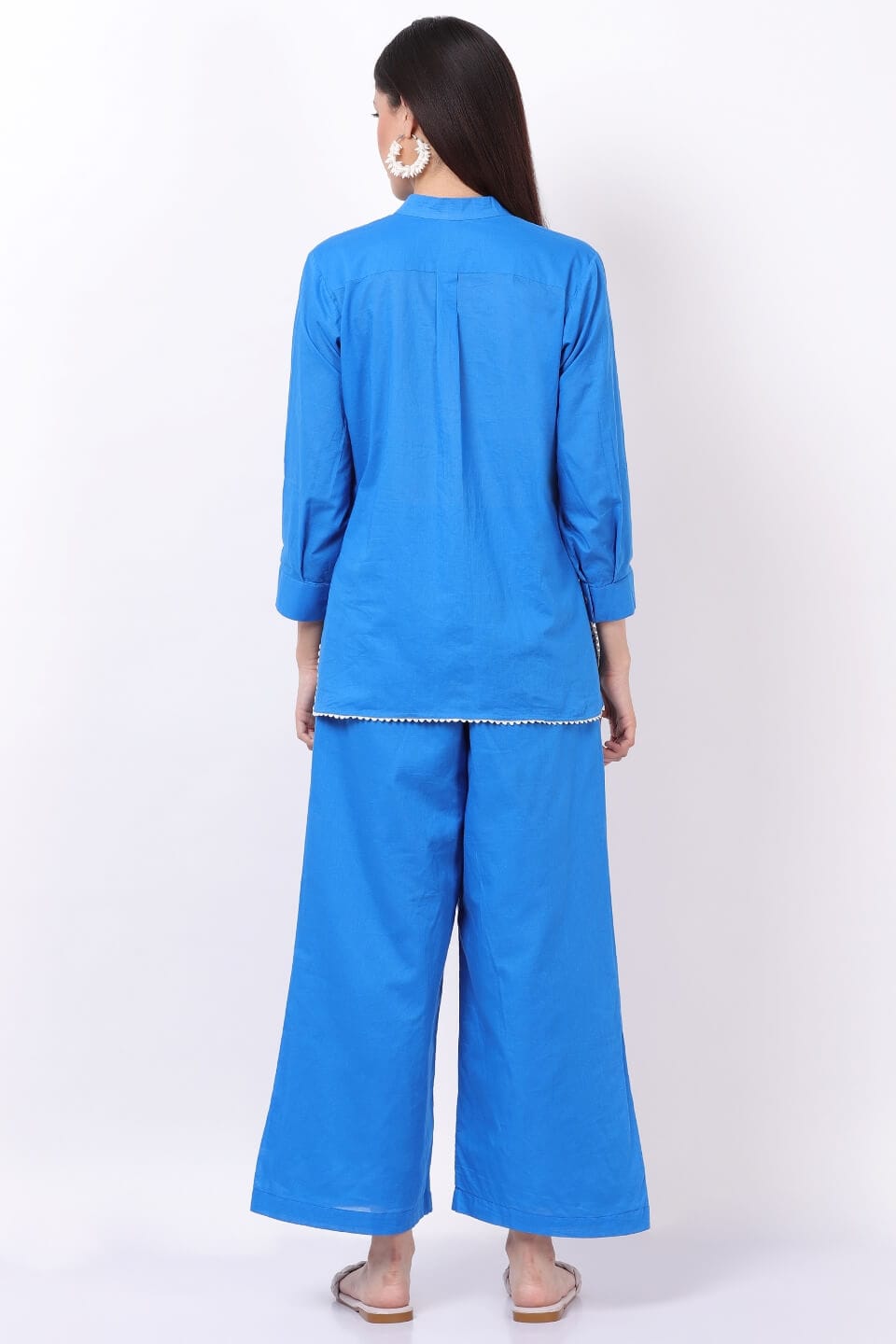 Blue Plain Cotton Co-ord Set image 2