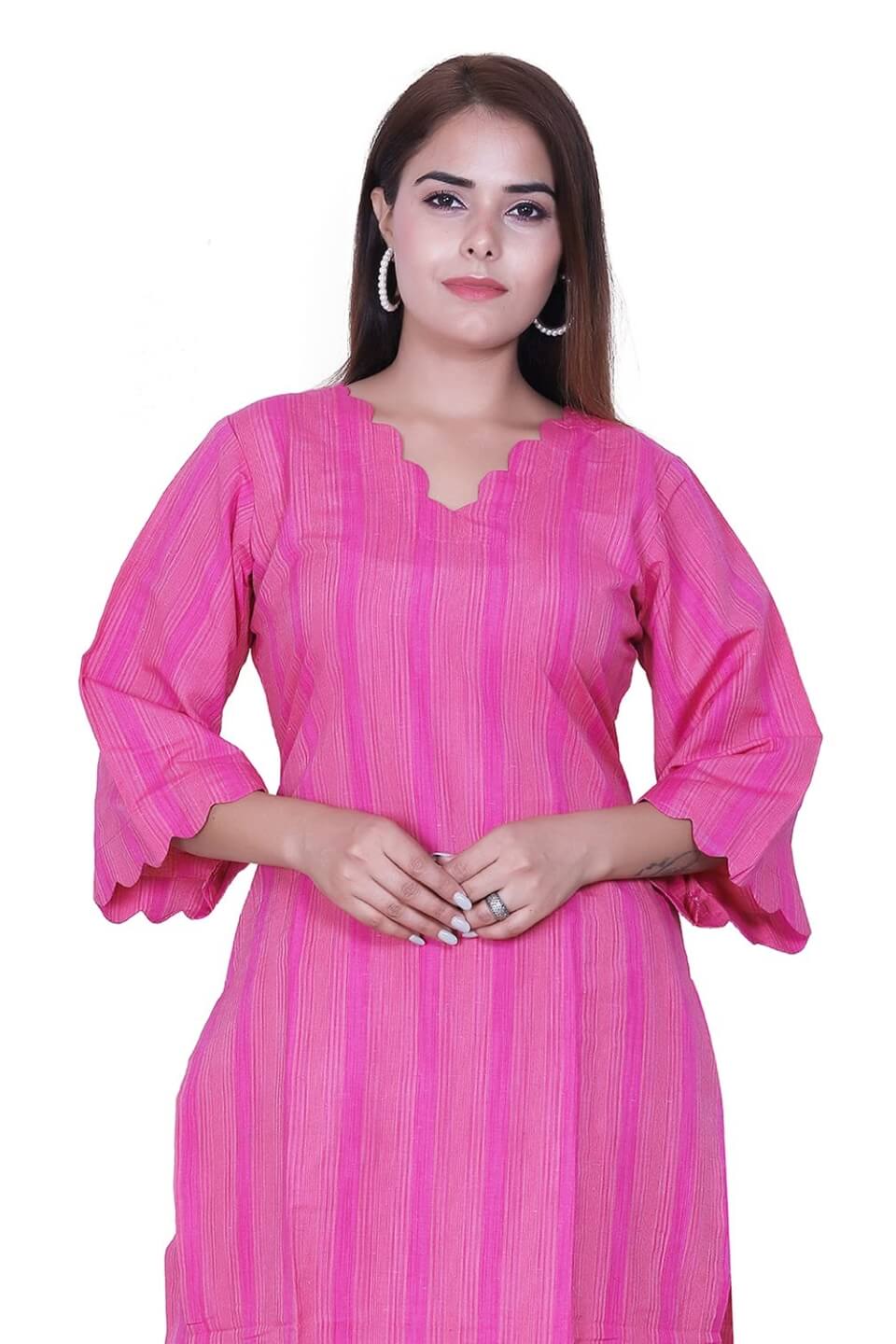Magenta Handloom Cotton Kurti Set image 2