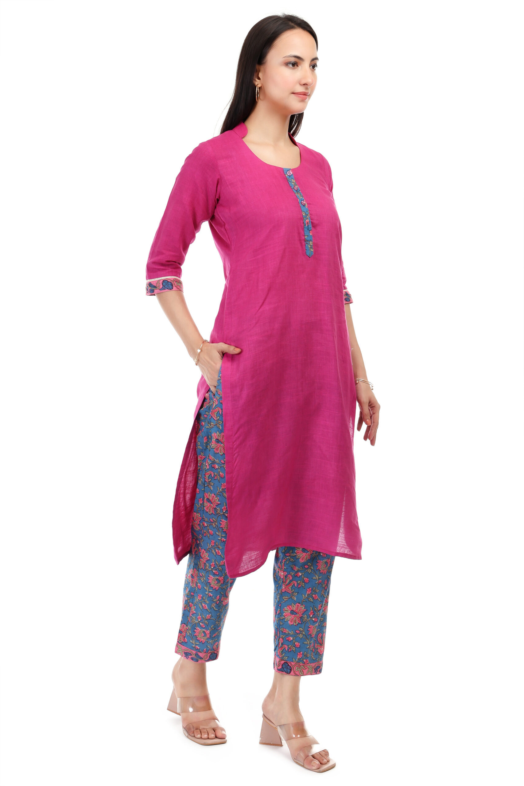 Cambric Cotton Kurta With Handblock Pant image 2