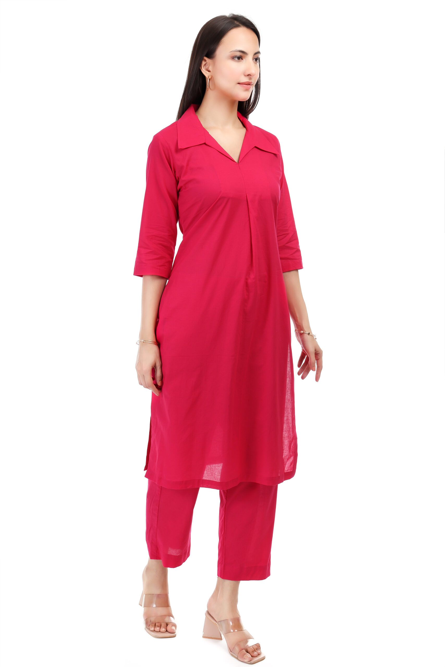 Magenta Cambric Cotton Kurta Set image 2