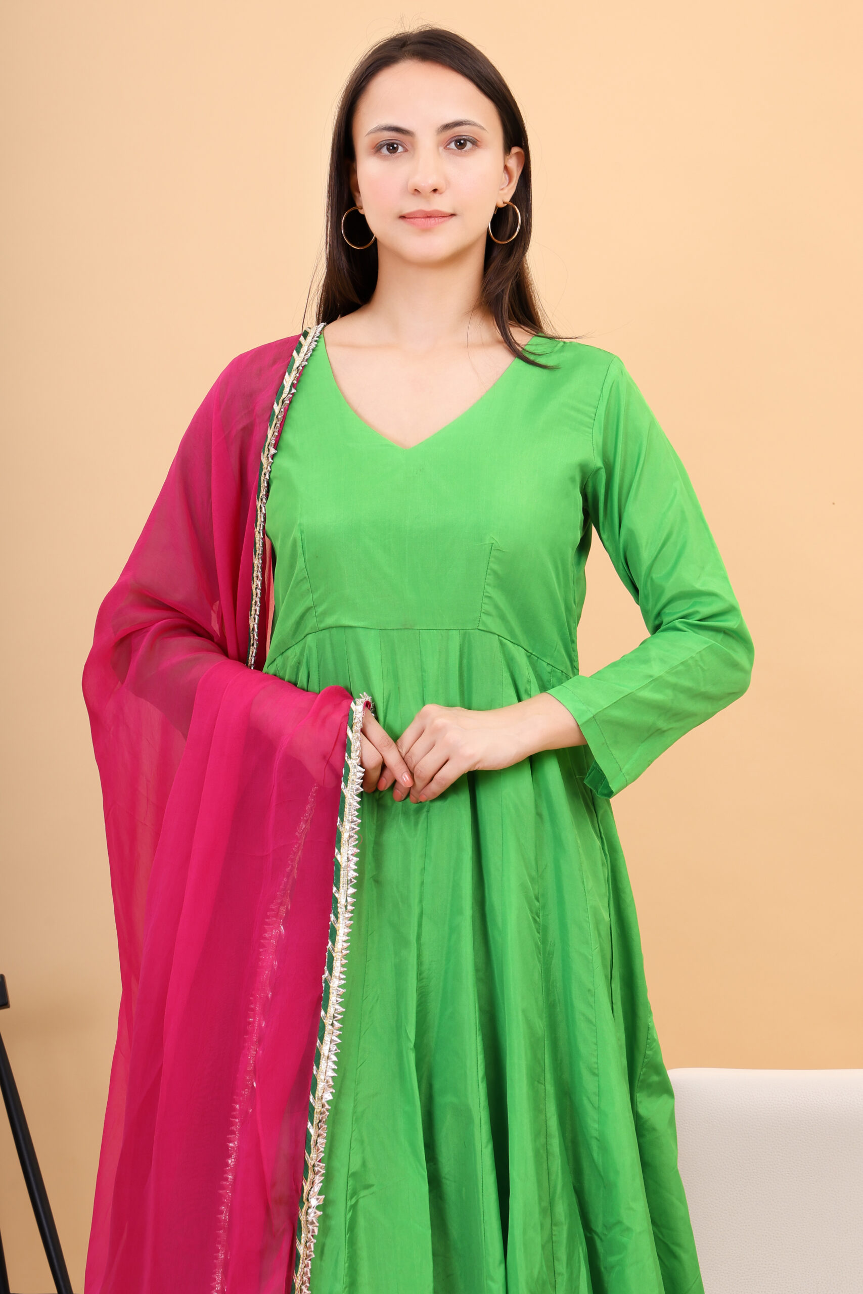 Silk Anarkali Set With Orgenzza Dupatta image 2