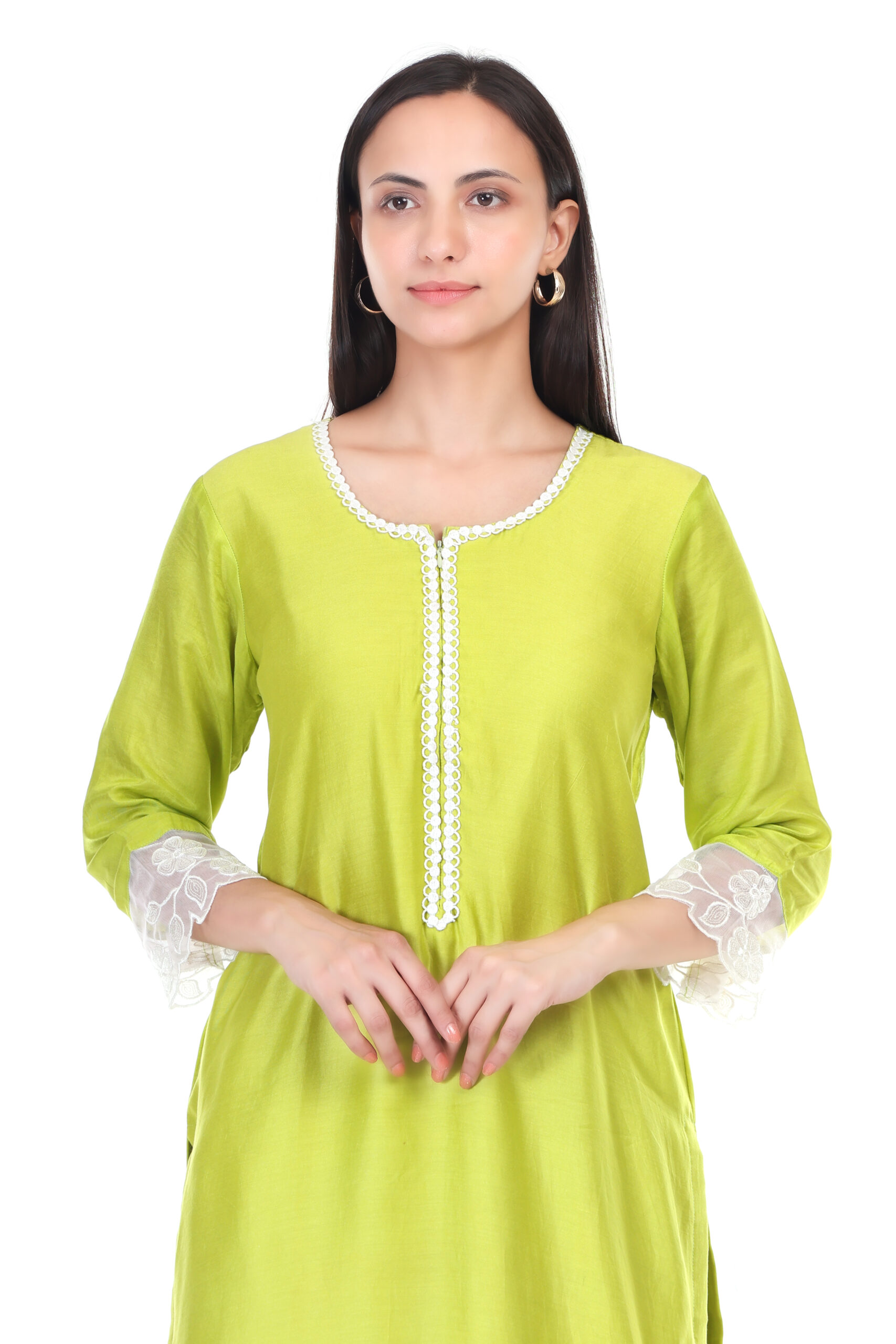 Muslin Kurta Set With Lace Work image 2