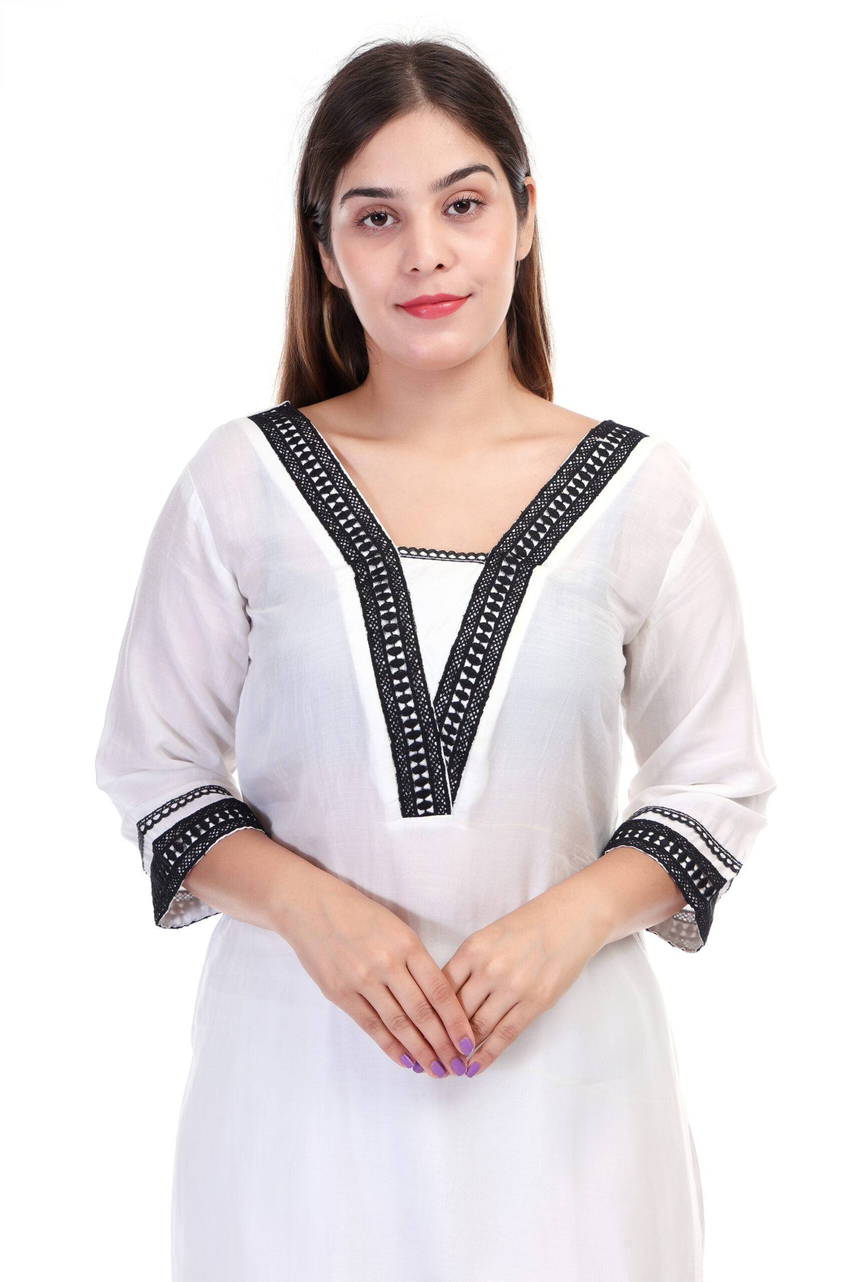 Muslin Kurta Set With Lacework image 2