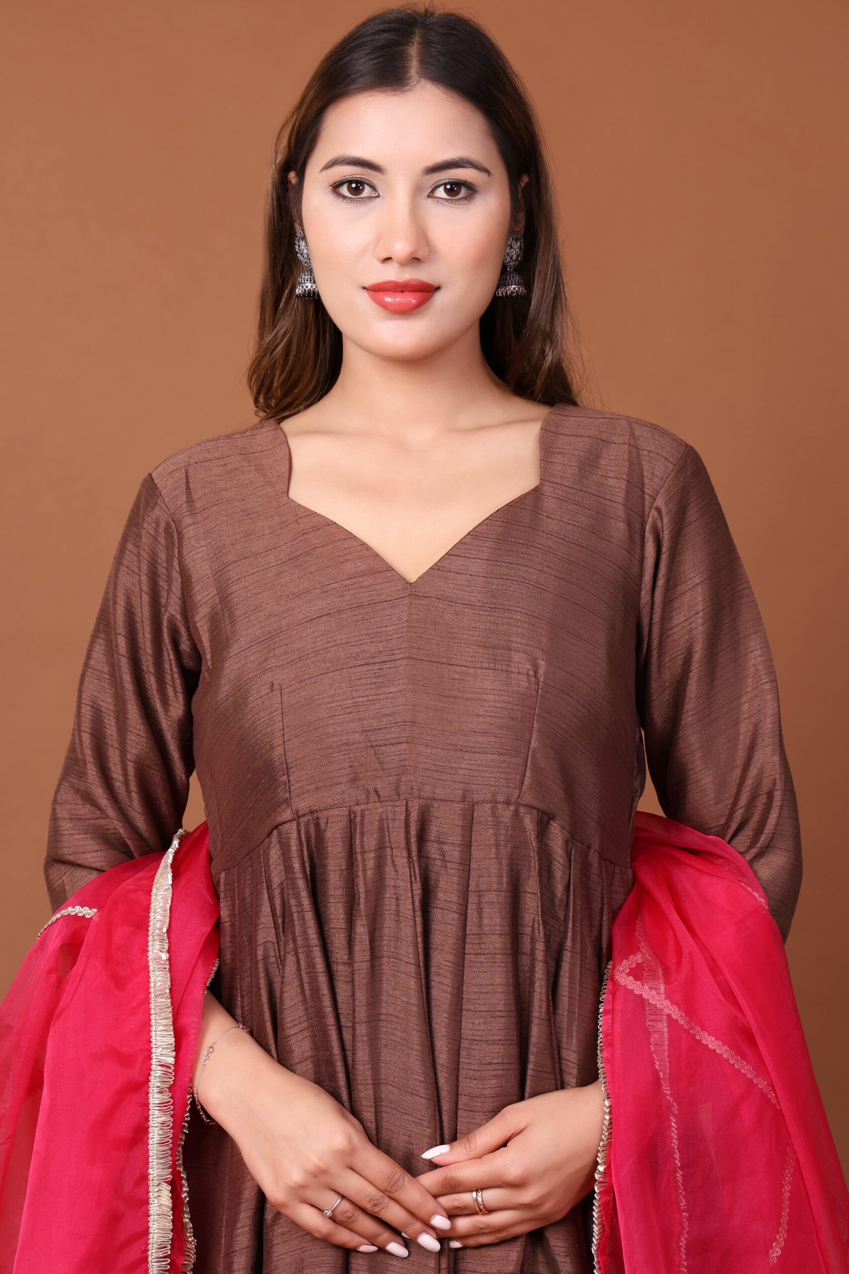 Satin Dupion Anarkali Kurta Set With Dupatta image 2