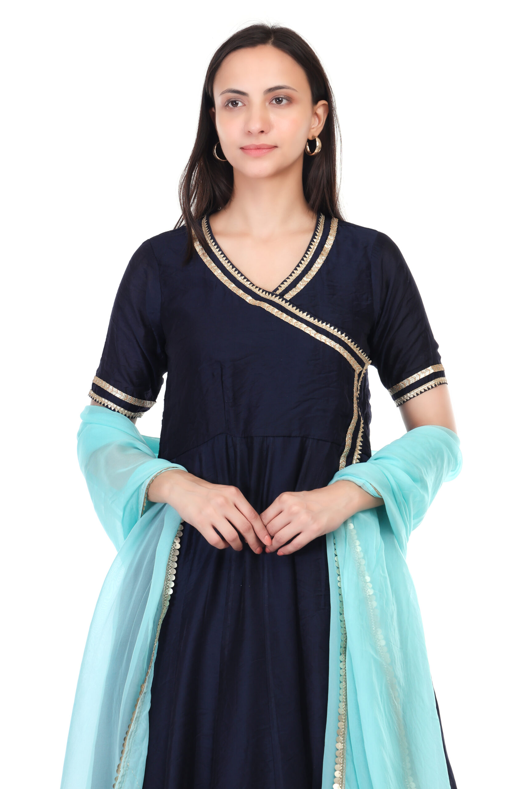 Chanderi Silk Anarkali Set With Orgenzza Dupatta image 2
