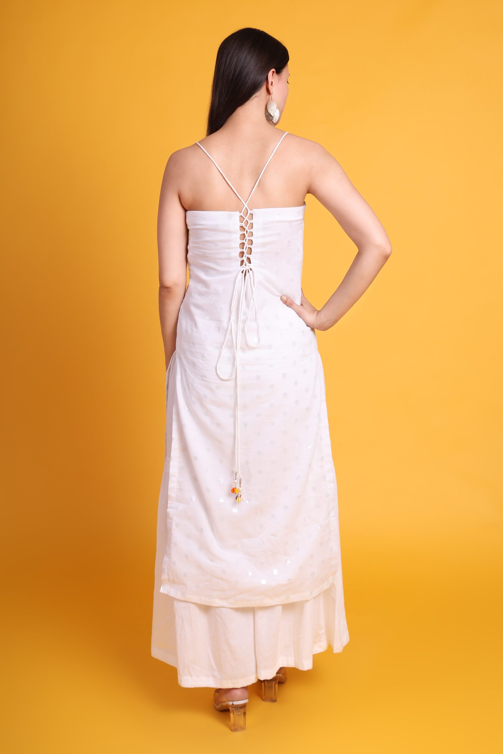 Cotton Noodle Strap Kurta With Sharara Pant image 2