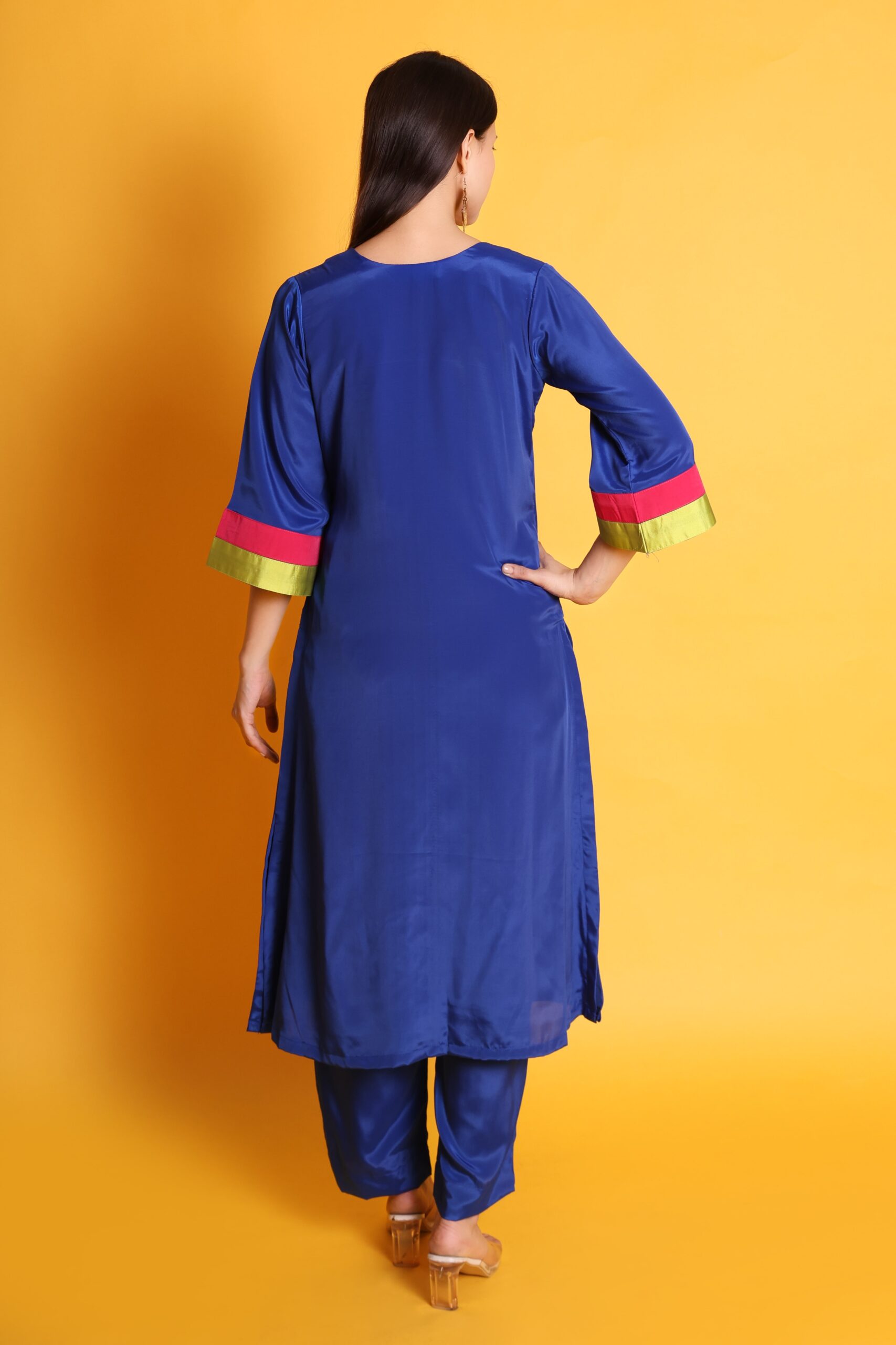 Royal Blue Crepe Kurta Set image 2