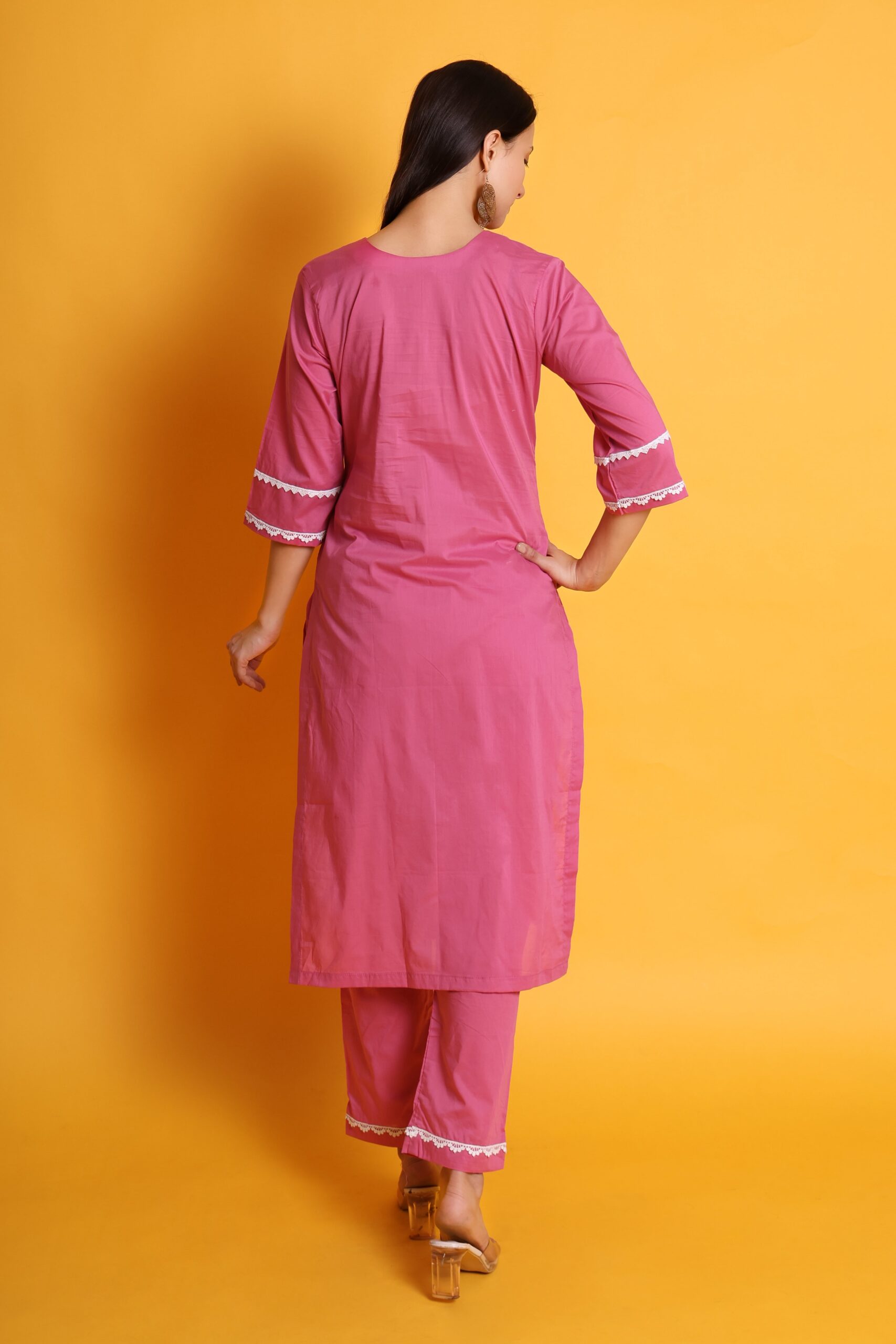 Pure Cotton Chicken Lace Work Kurta Set image 2