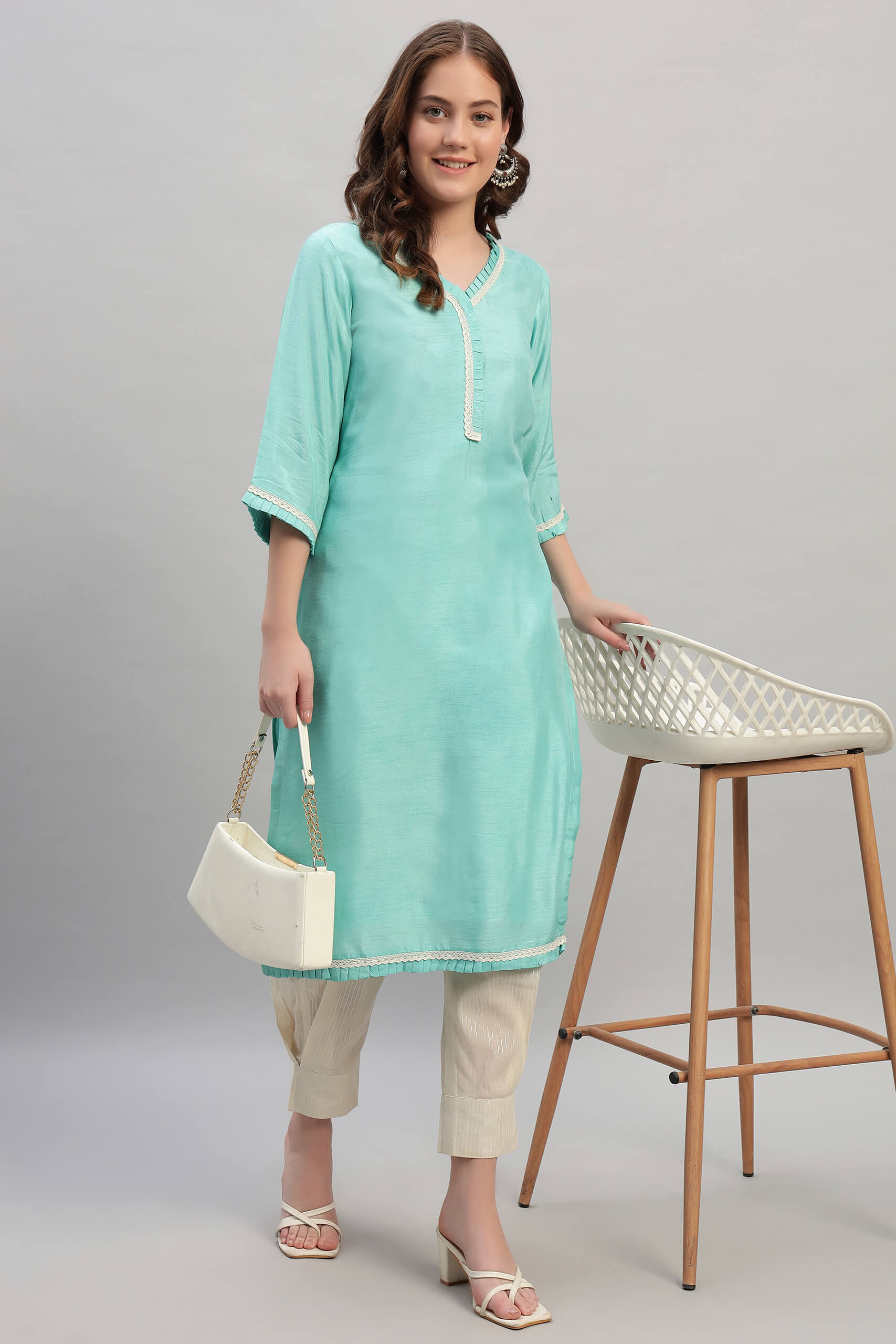 Cambric Cotton Kurta With Afghani Pant