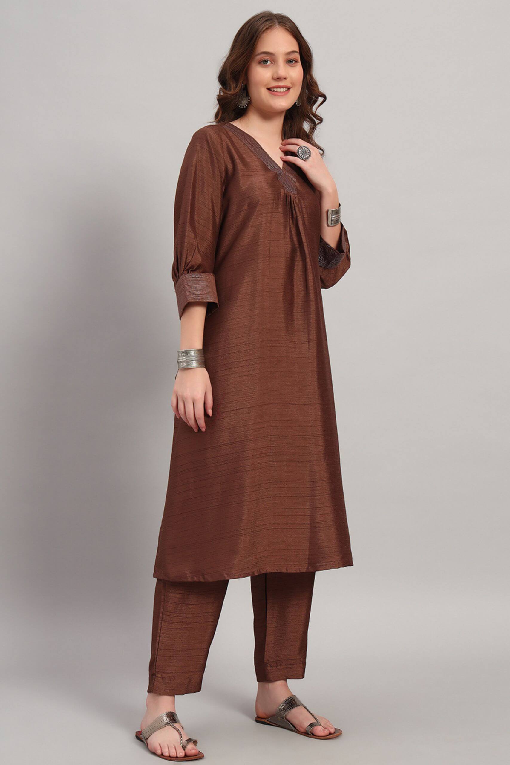 Satin Dupion Silk Kurta Set