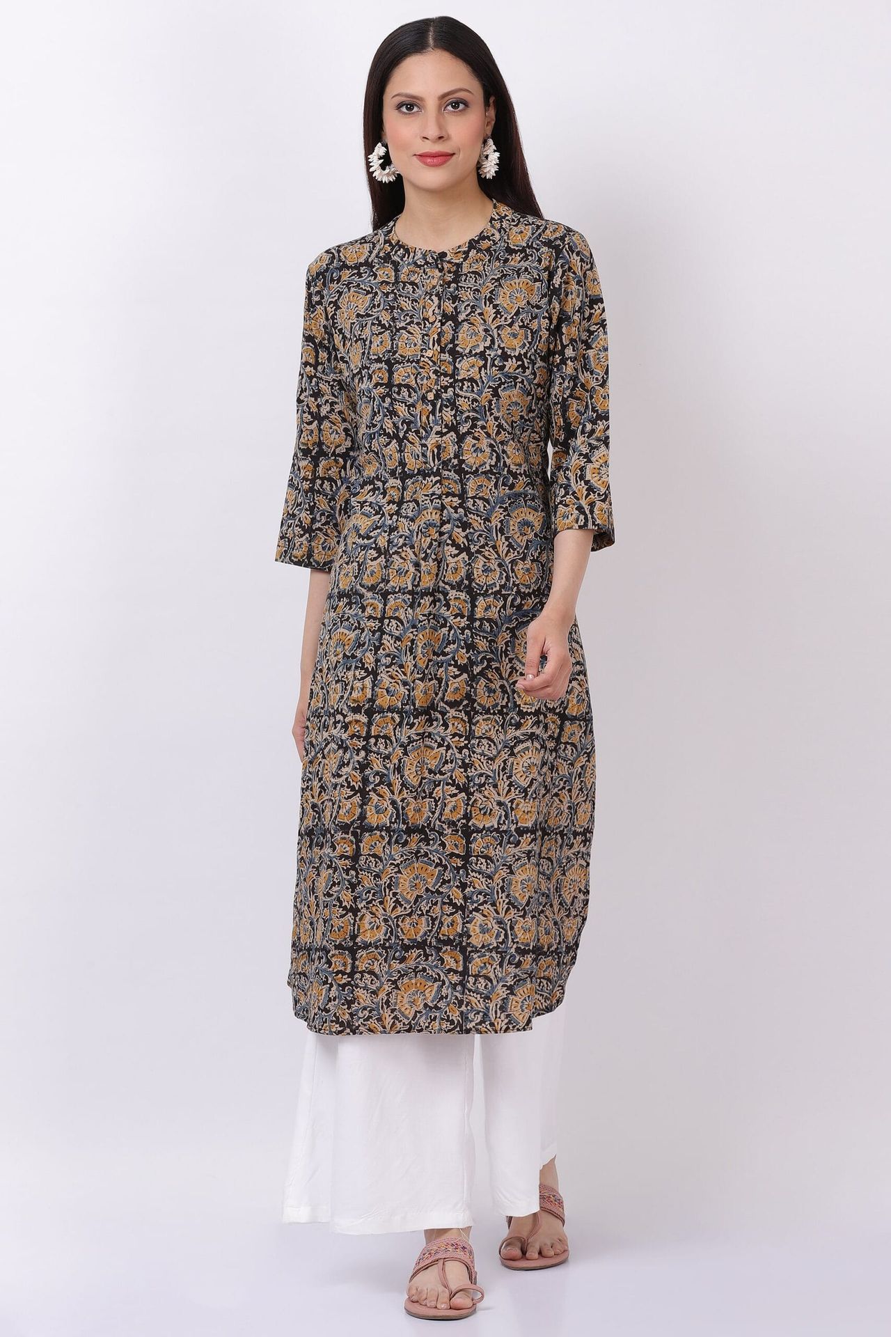 Cotton Kalamkari Kurti With Palazzo - Shopdibz