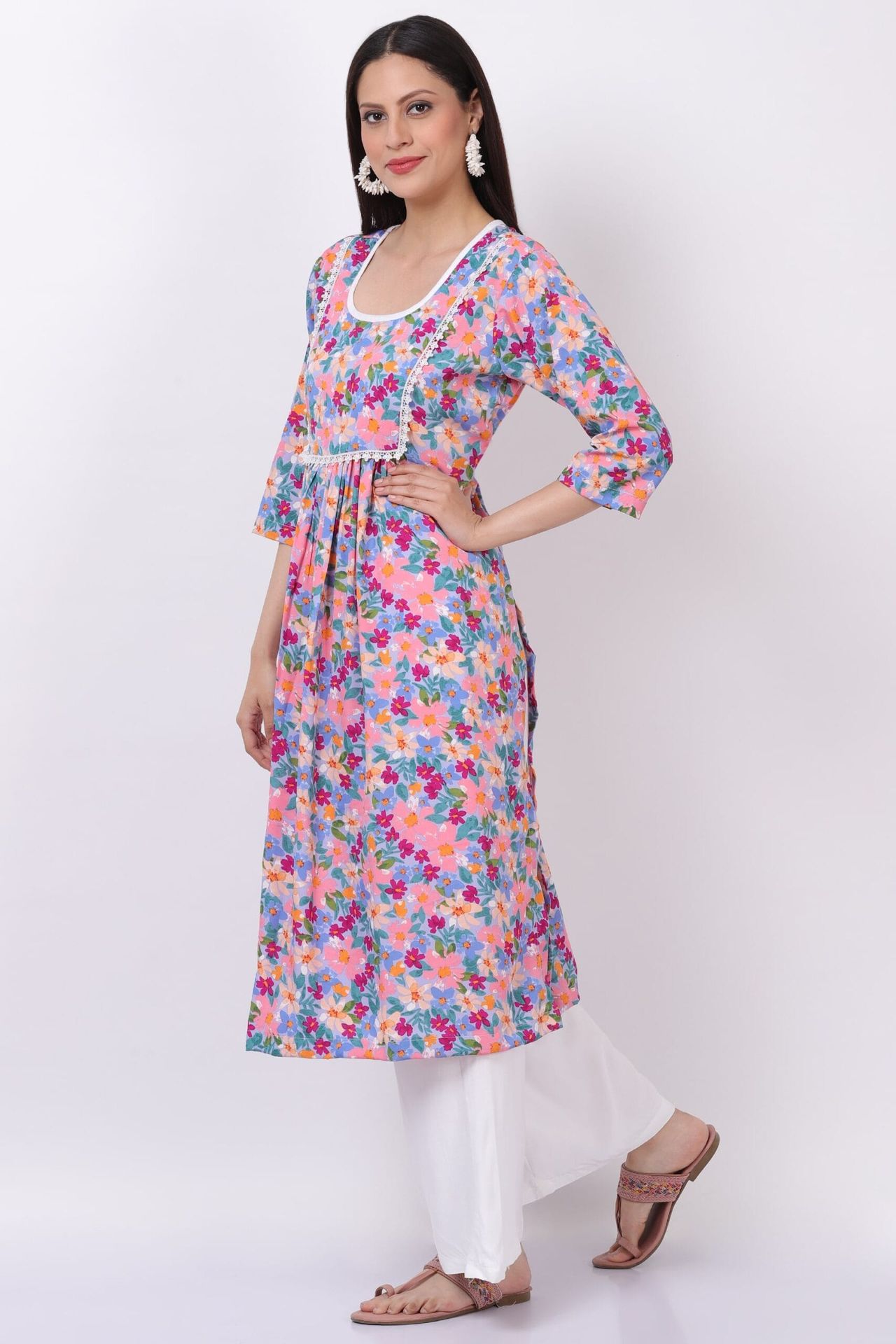 Floral Print Kurti Set With Palazzo