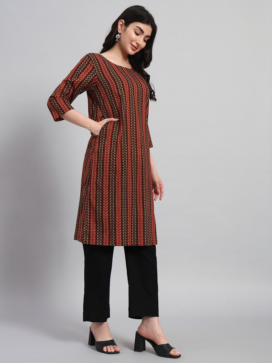 Kalamkari Straight Cotton Kurta Set - Shopdibz