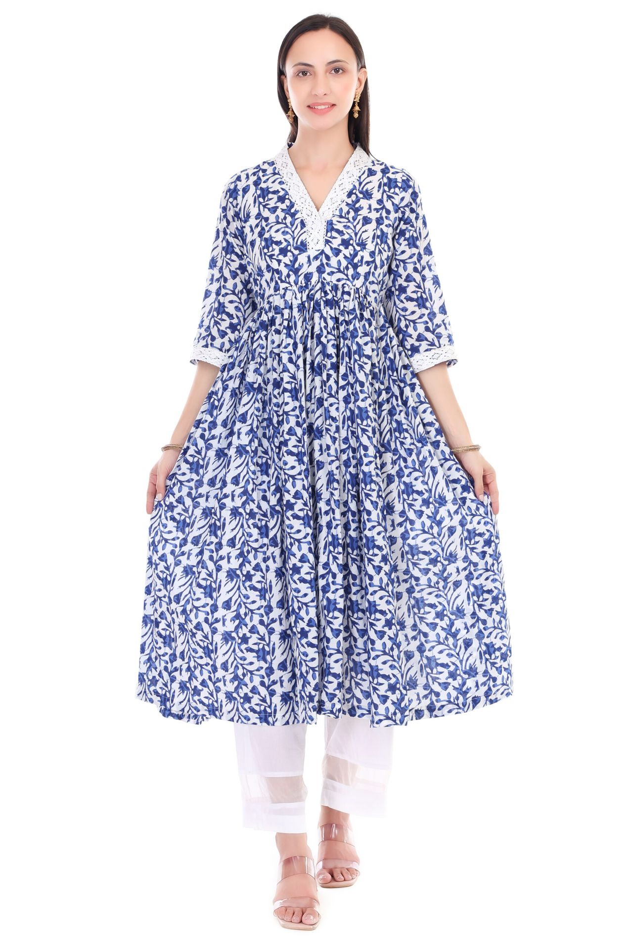 Handblock Anarkali Set Handblock Anarkali Set