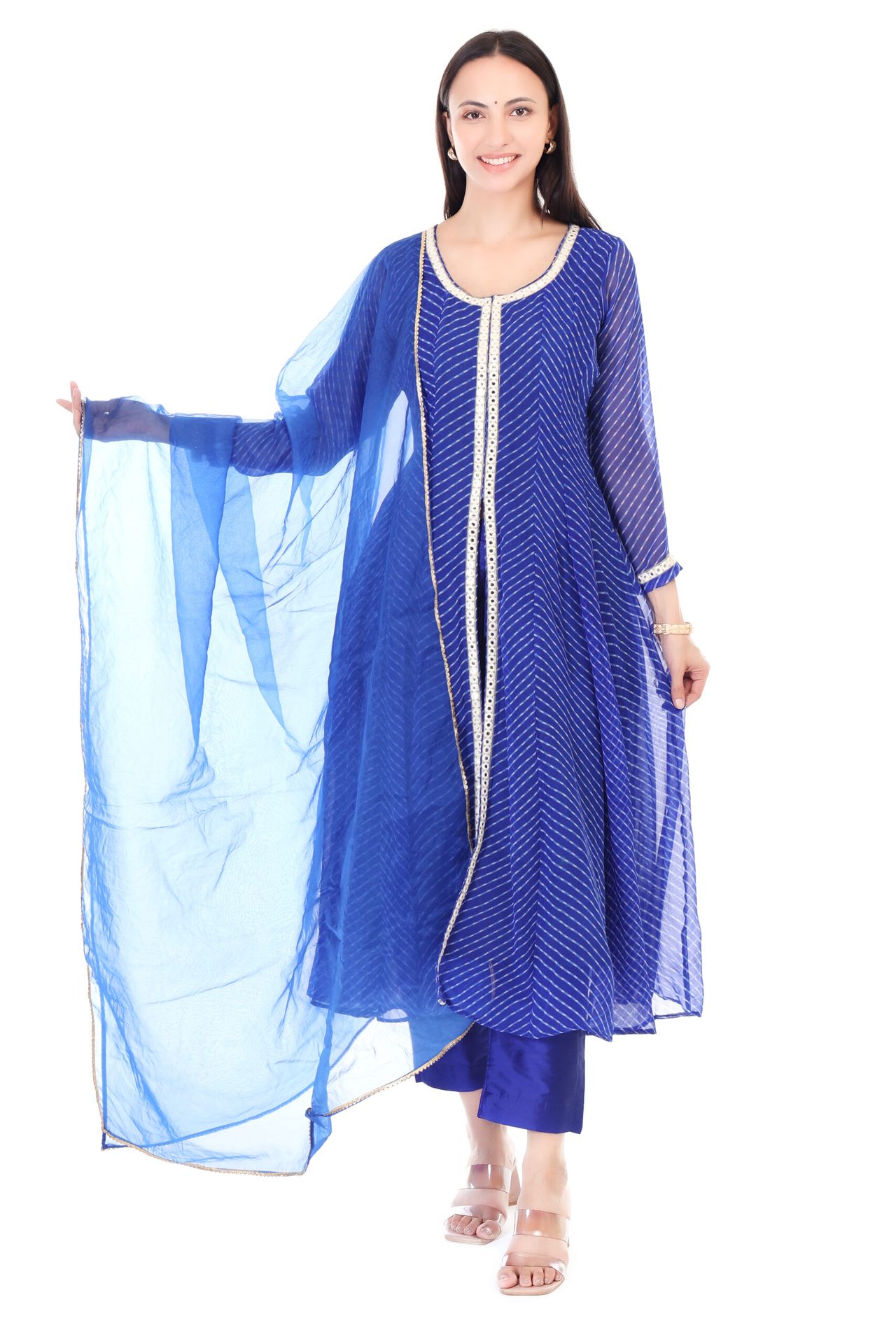 Georgette Lehria Anarkali With Dupatta