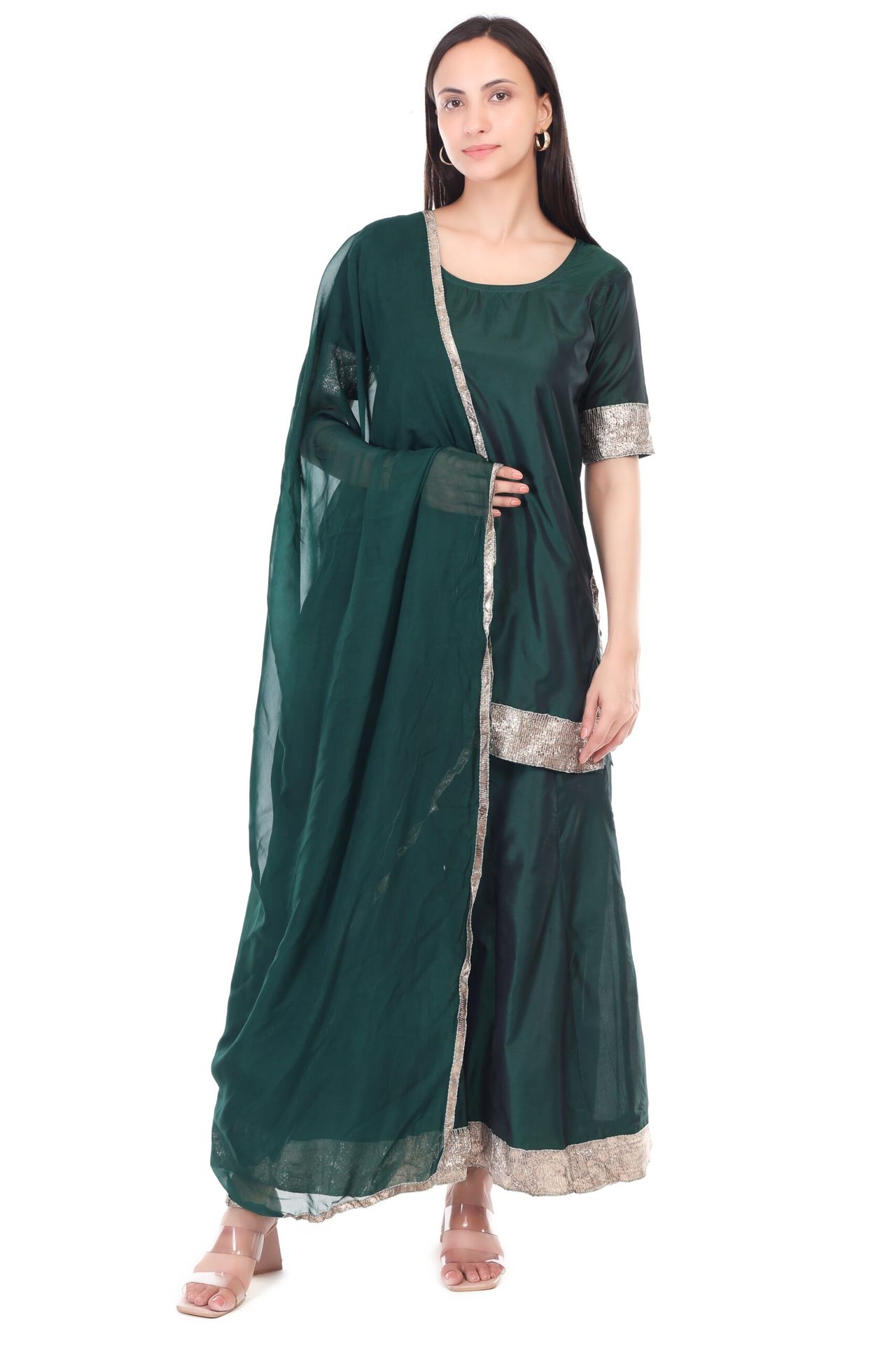Silk Sharara Set With Orgenzza Dupatta