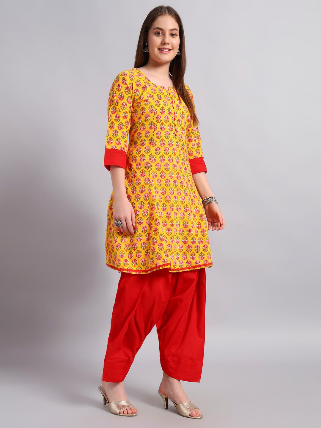 Hand Block Cotton Kurta With Salwar
