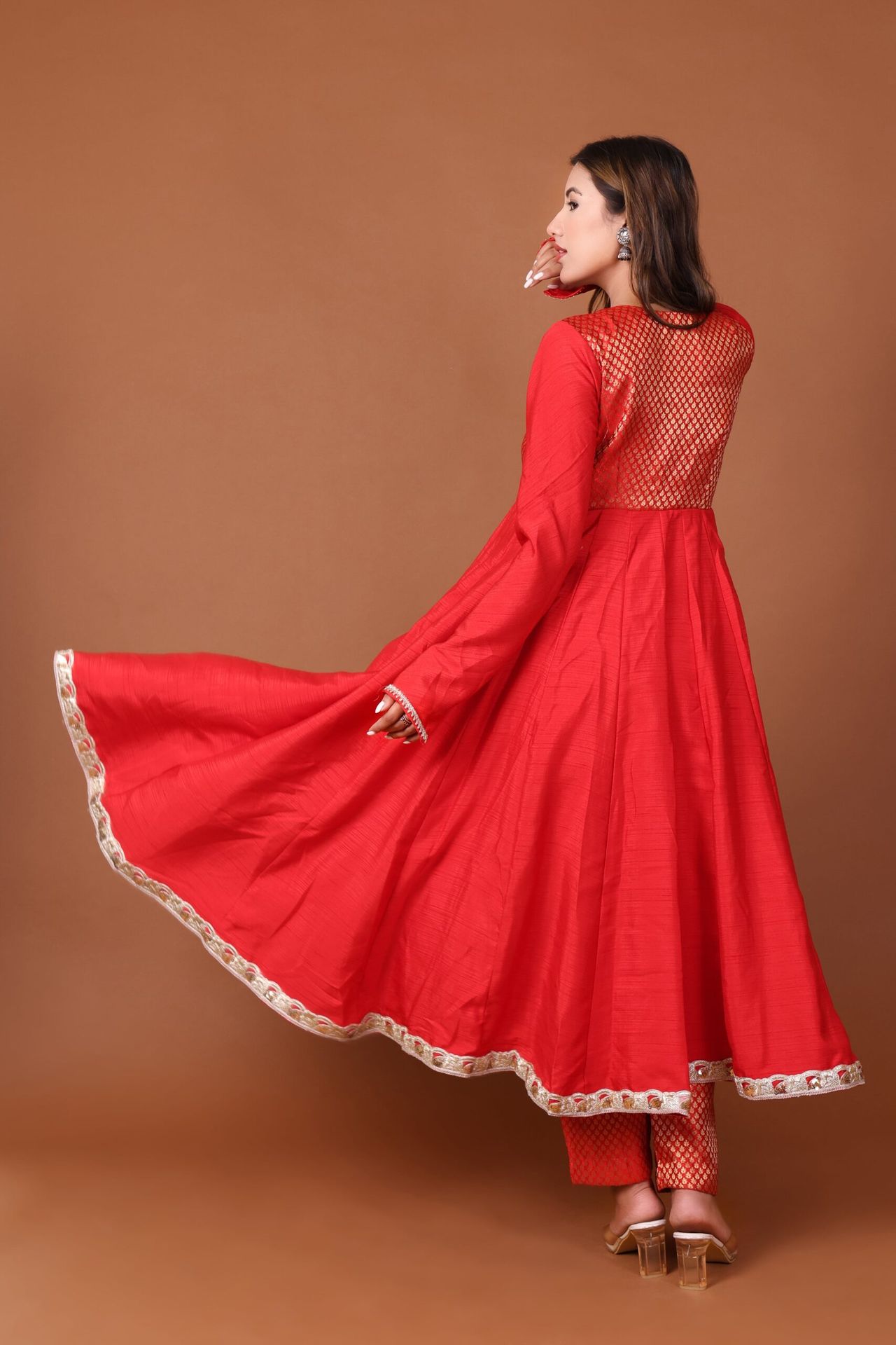Brocade Satin Dupion Anarkali Kurta Set With Dupatta image 2