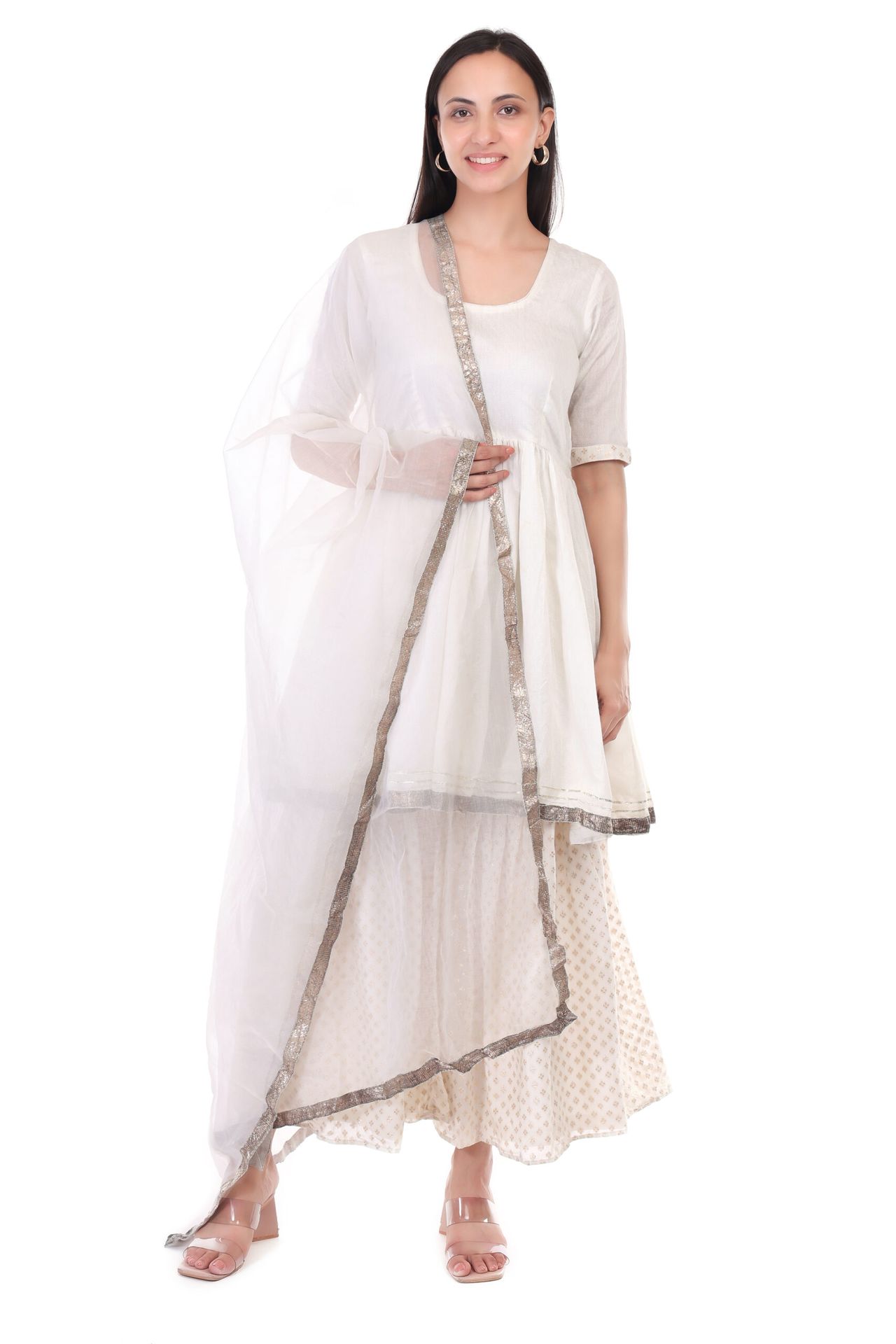 Chanderi Silk Sharara Set With Orgenzza Dupatta - Shopdibz
