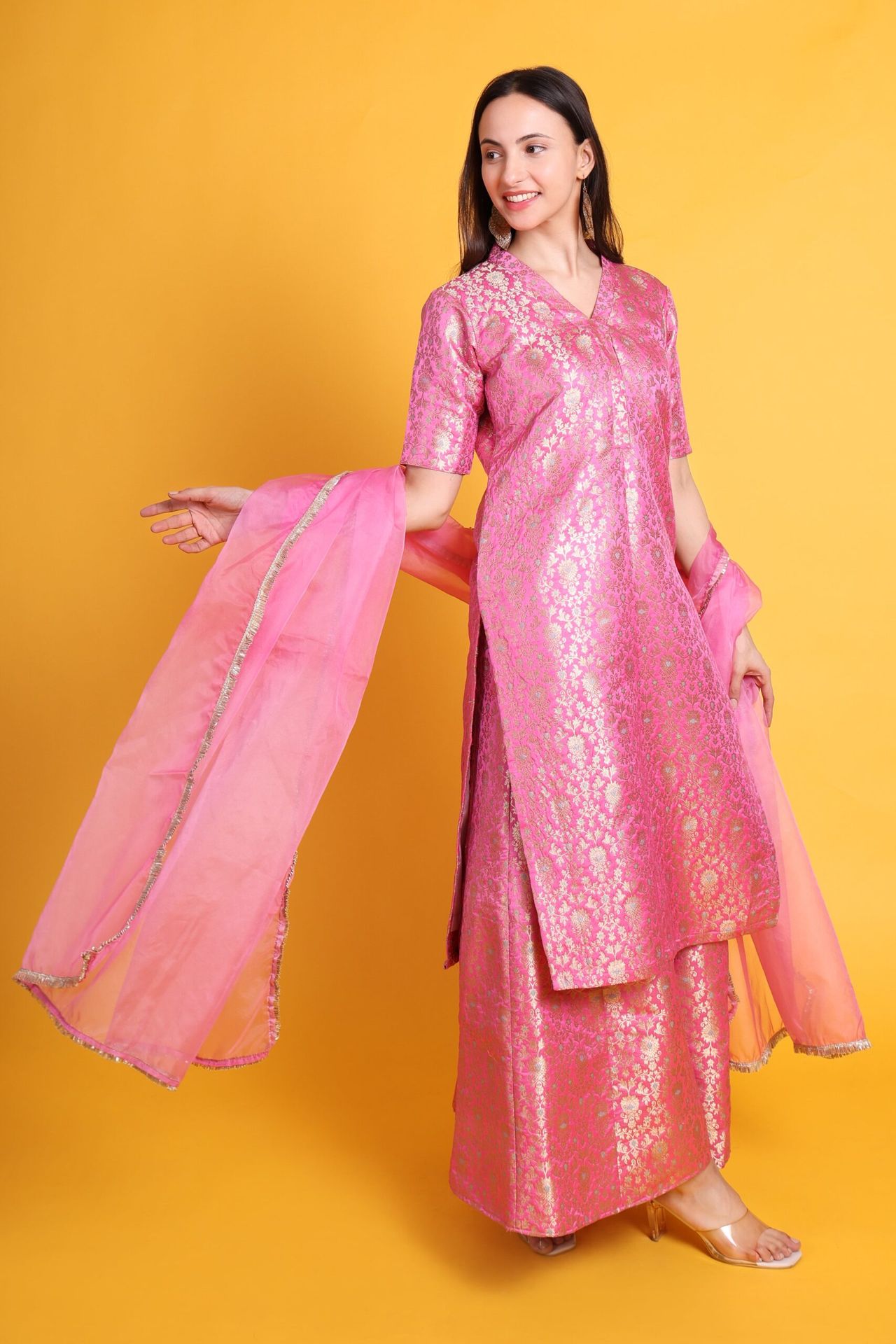 Banarasi Silk Kurta With Sharara