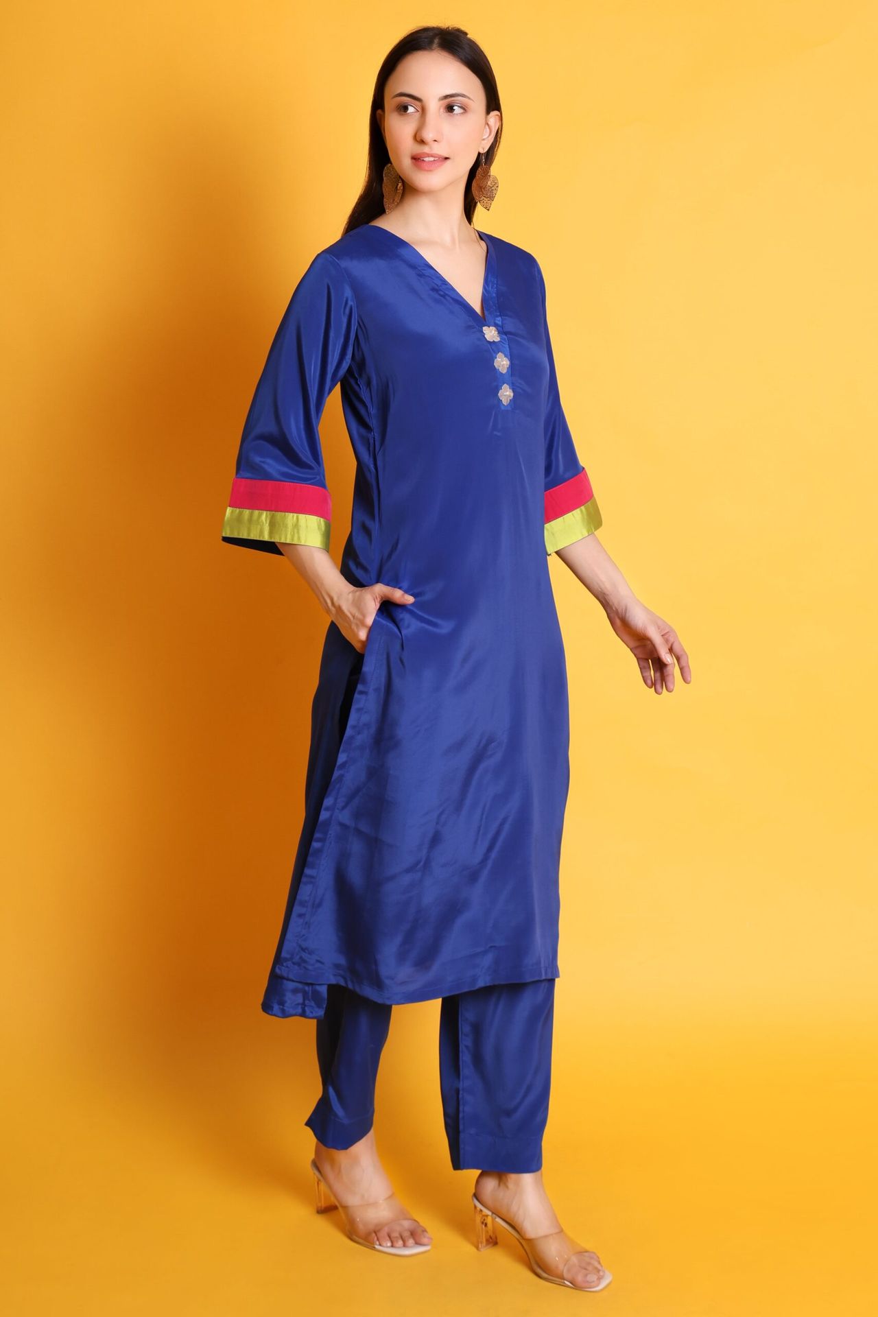 Royal Blue Crepe Kurta Set
