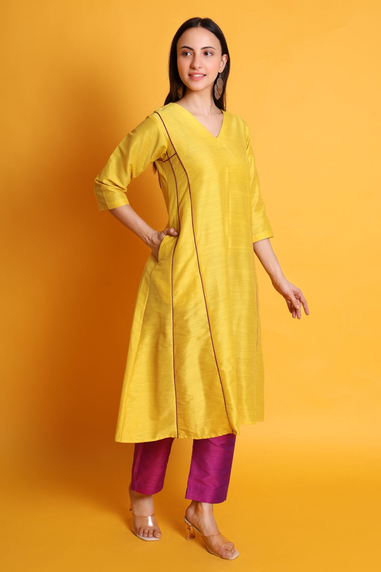 Silk A-line Kurta Set