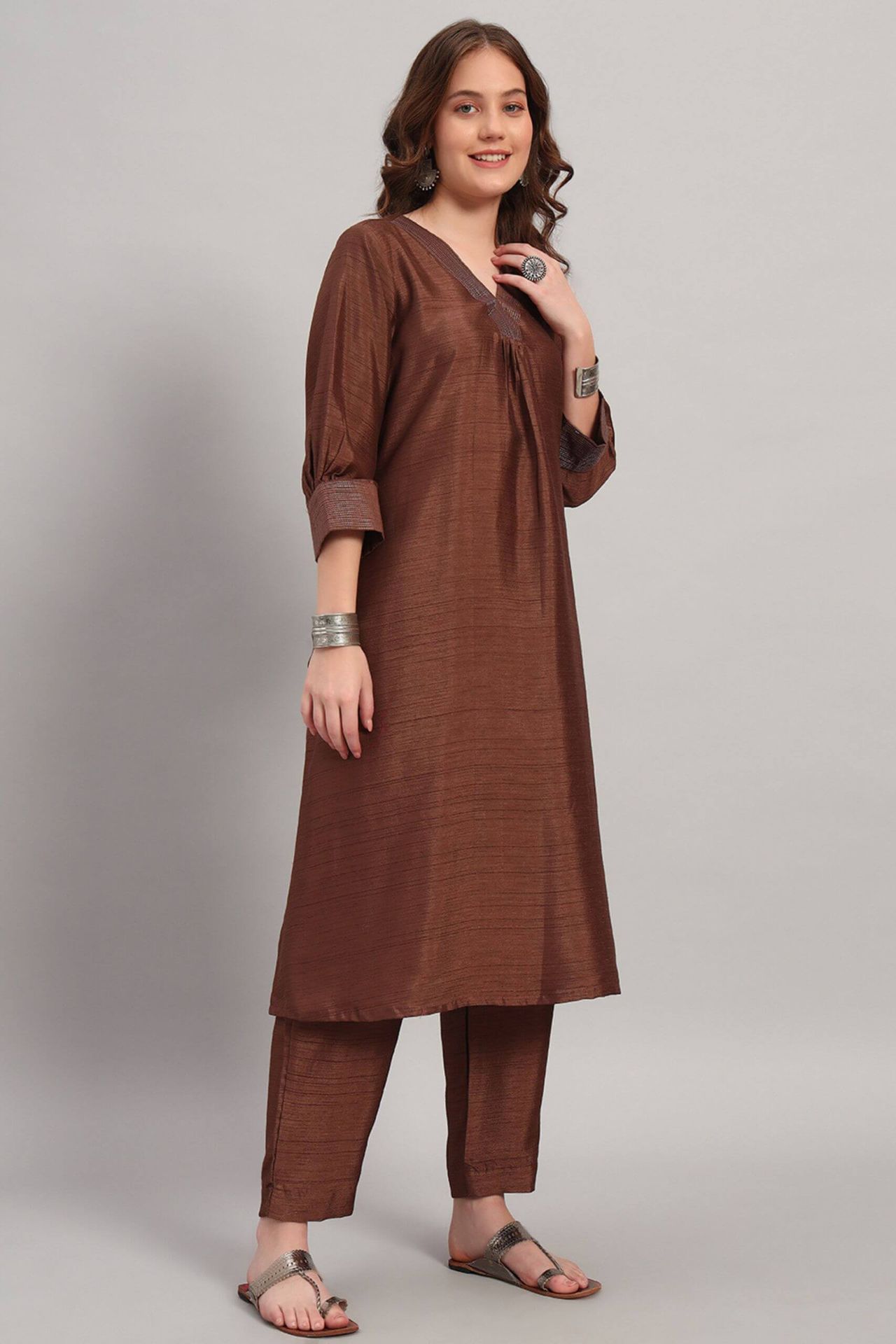 Satin Dupion Silk Kurta Set