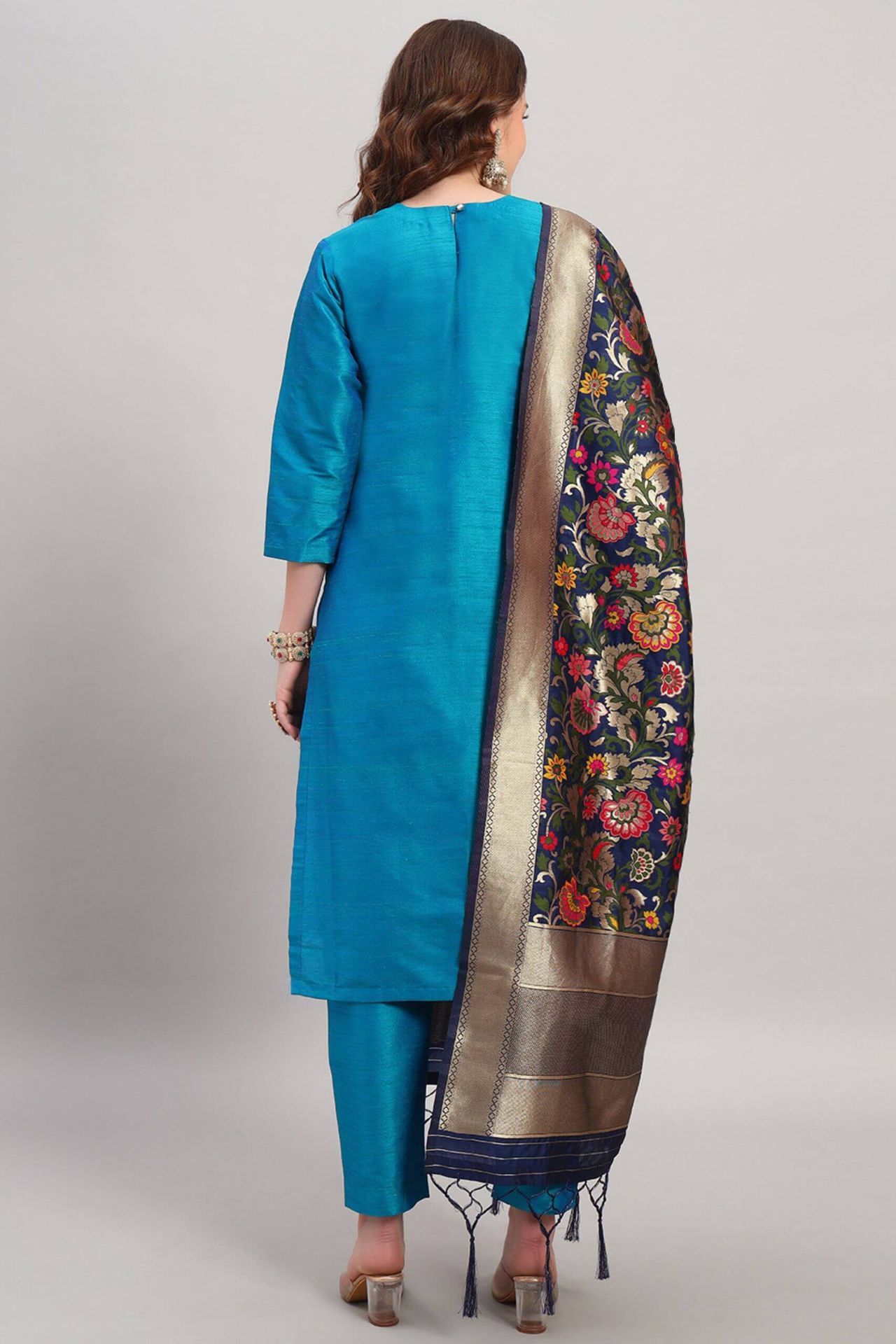 Raw Silk Kurta Set With Banarasi Dupatta