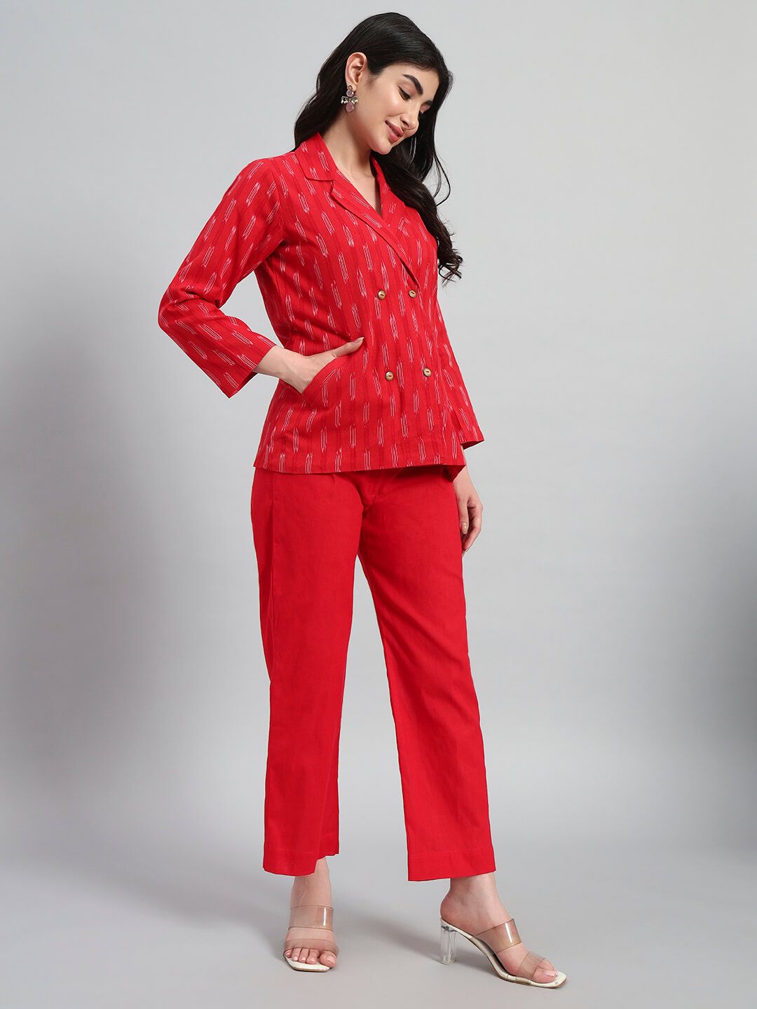 Ikat Cotton Coat Top With Pant