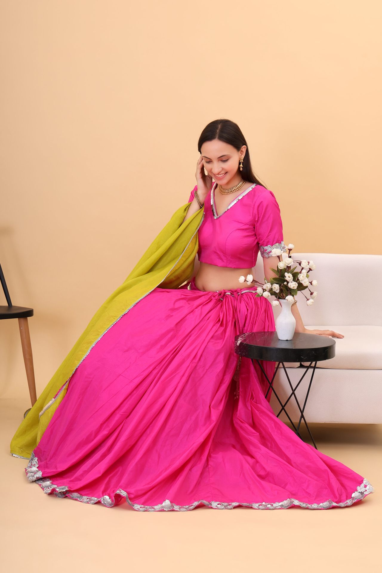 Pink Silk Lehanga With Tissue Silk Dupatta image 2