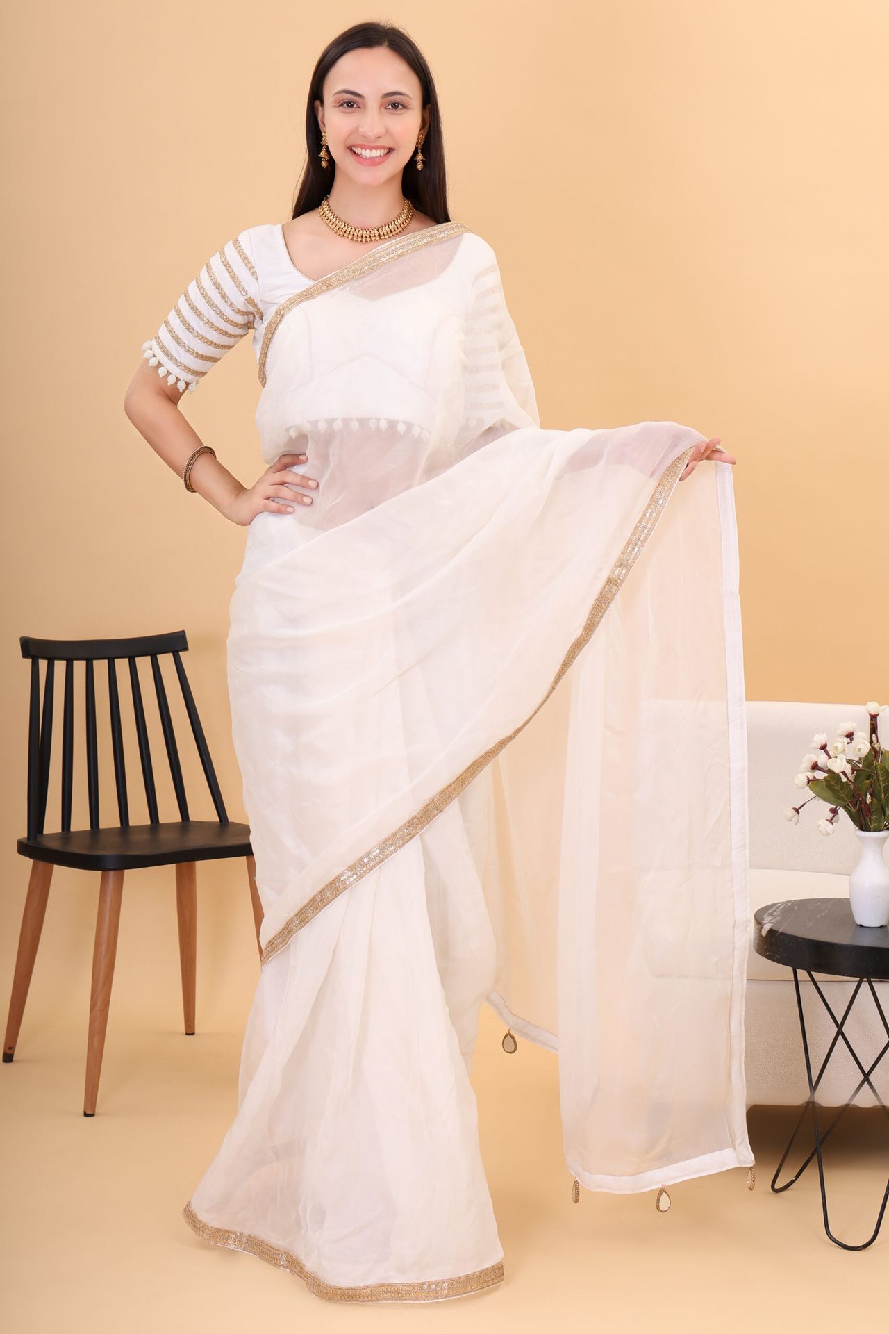 Orgenzza Saree With Silk Padded Blouse